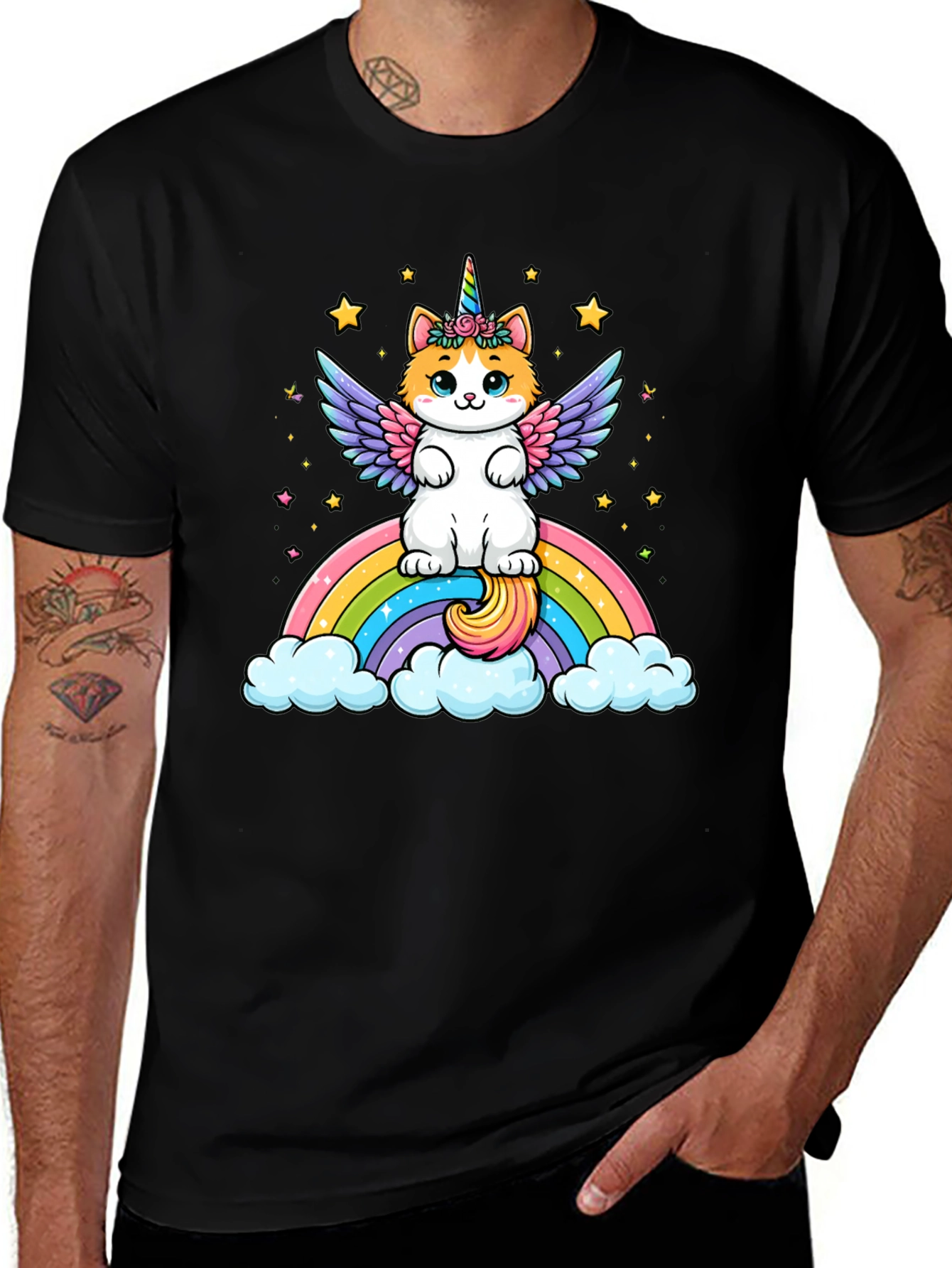 Variant 16 of Unicorn Cat Rainbow T-Shirt