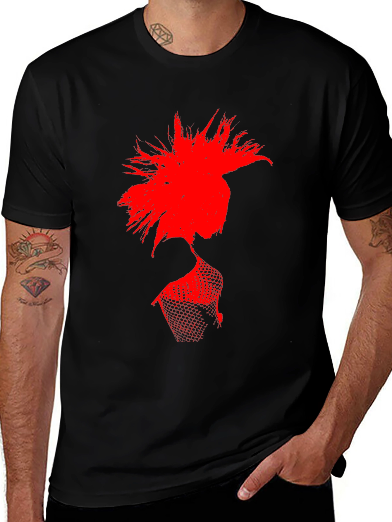 Variant 6 of Edgy Red Graphic Print Black T-Shirt