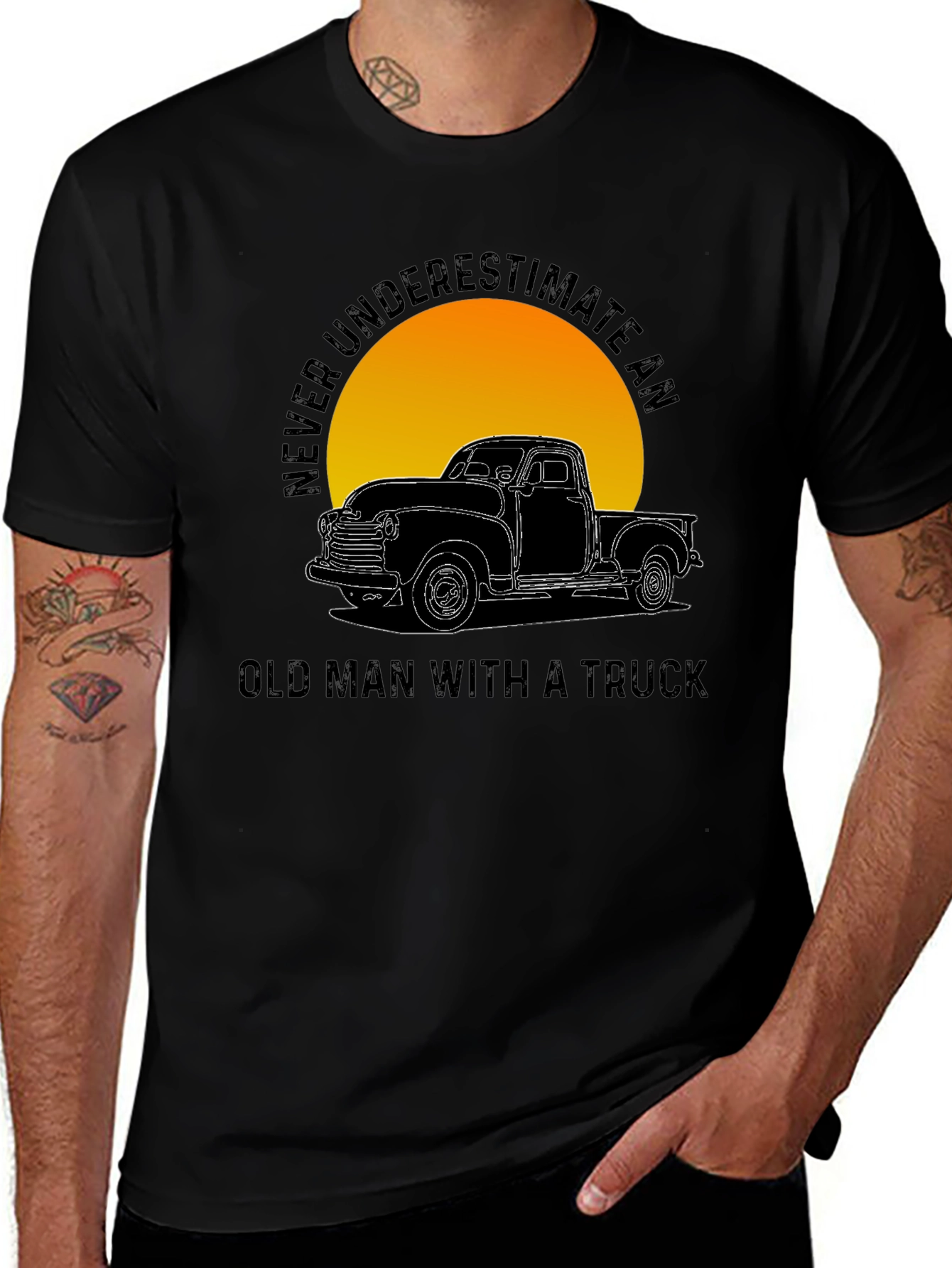 Variant 18 of Old Man Truck Graphic Tee - Classic Black T-Shirt
