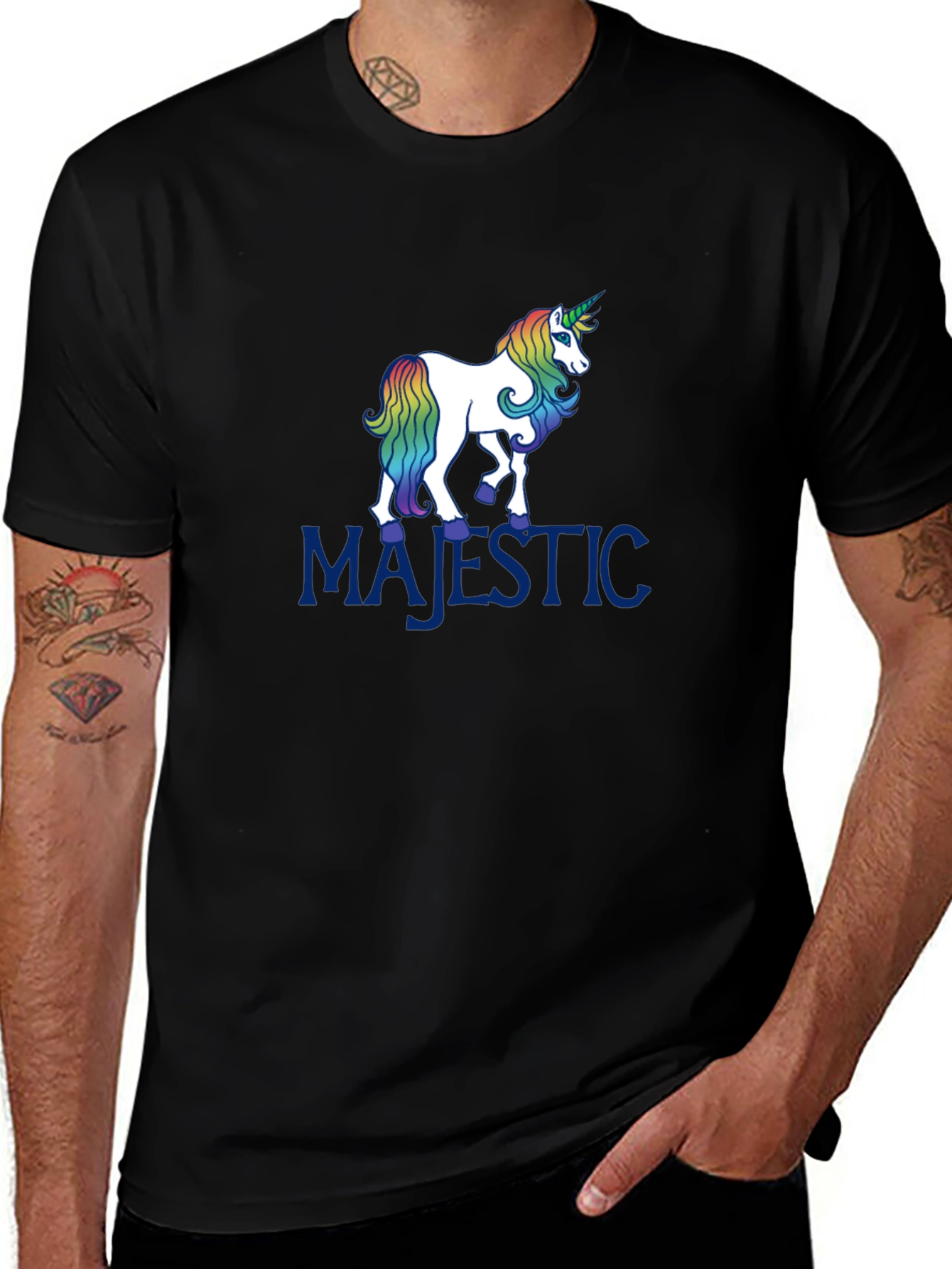 Variant 26 of Majestic Unicorn Graphic Tee - Rainbow Mane