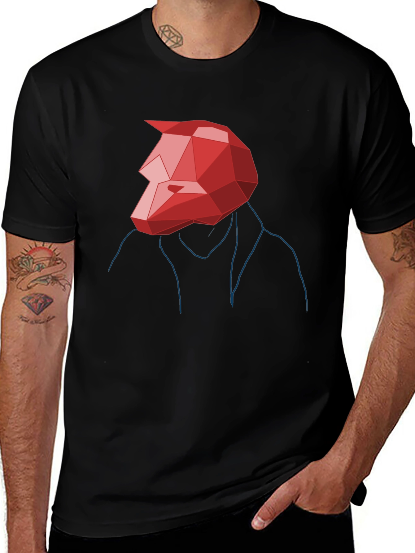 Variant 20 of Abstract Geometric Red Wolf Graphic Tee