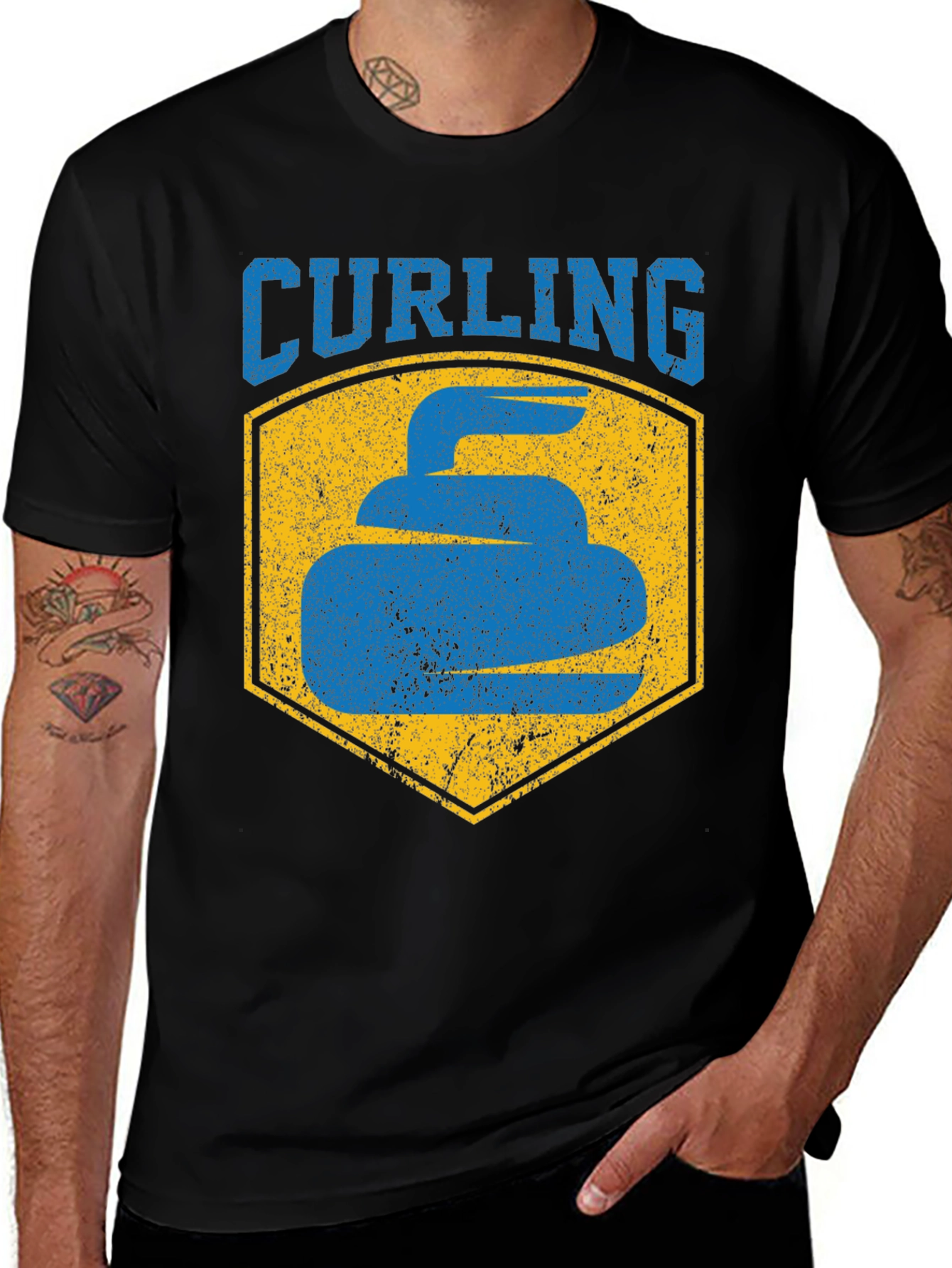 Variant 16 of Curling Stone Graphic T-Shirt -  Retro Sports Tee