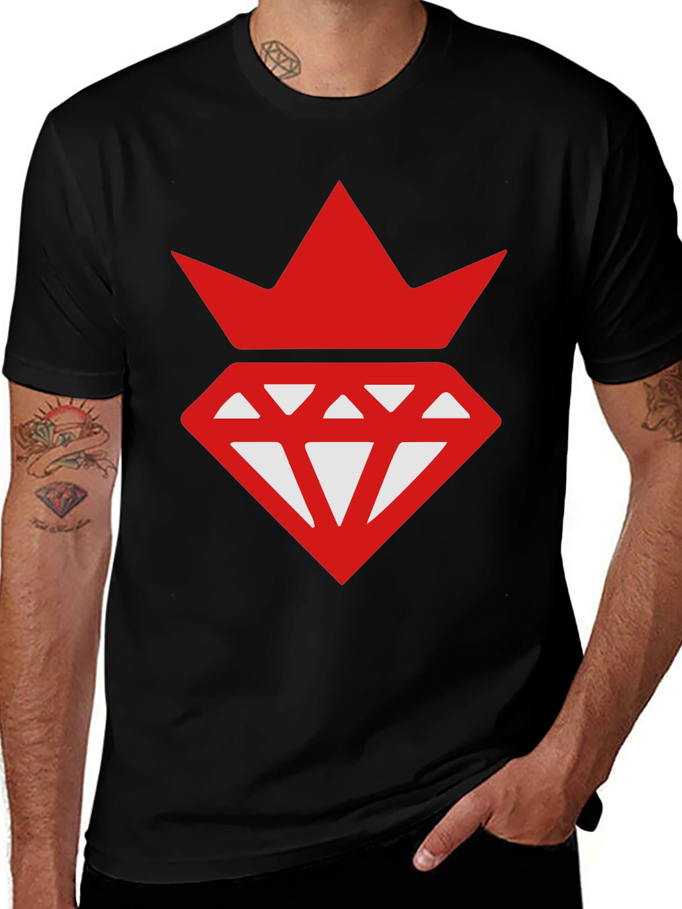 Variant 9 of Diamond Crown Graphic Tee - Black Cotton T-Shirt