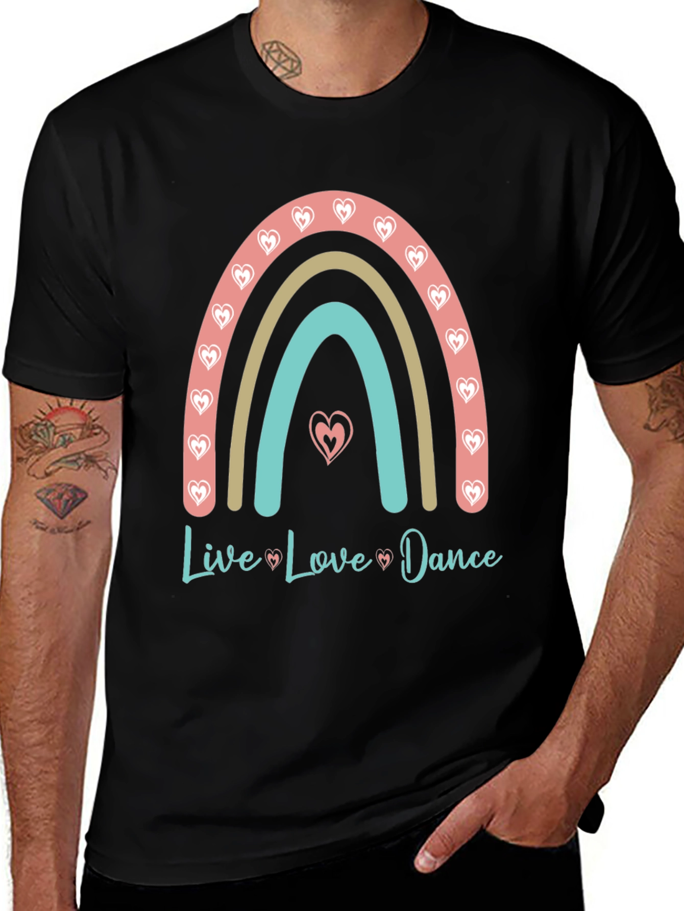 Variant 3 of Live Love Dance Rainbow Heart T-Shirt