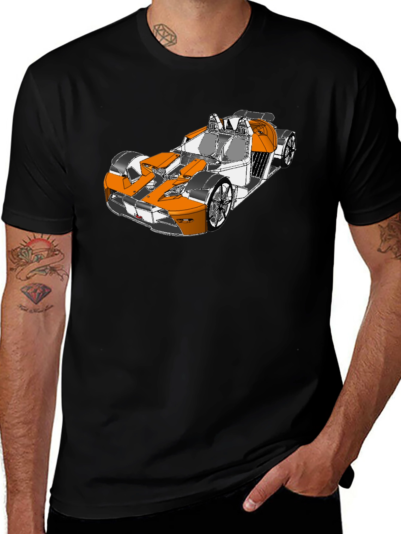 Variant 21 of Modern Sports Car Graphic Tee - Black Cotton Blend