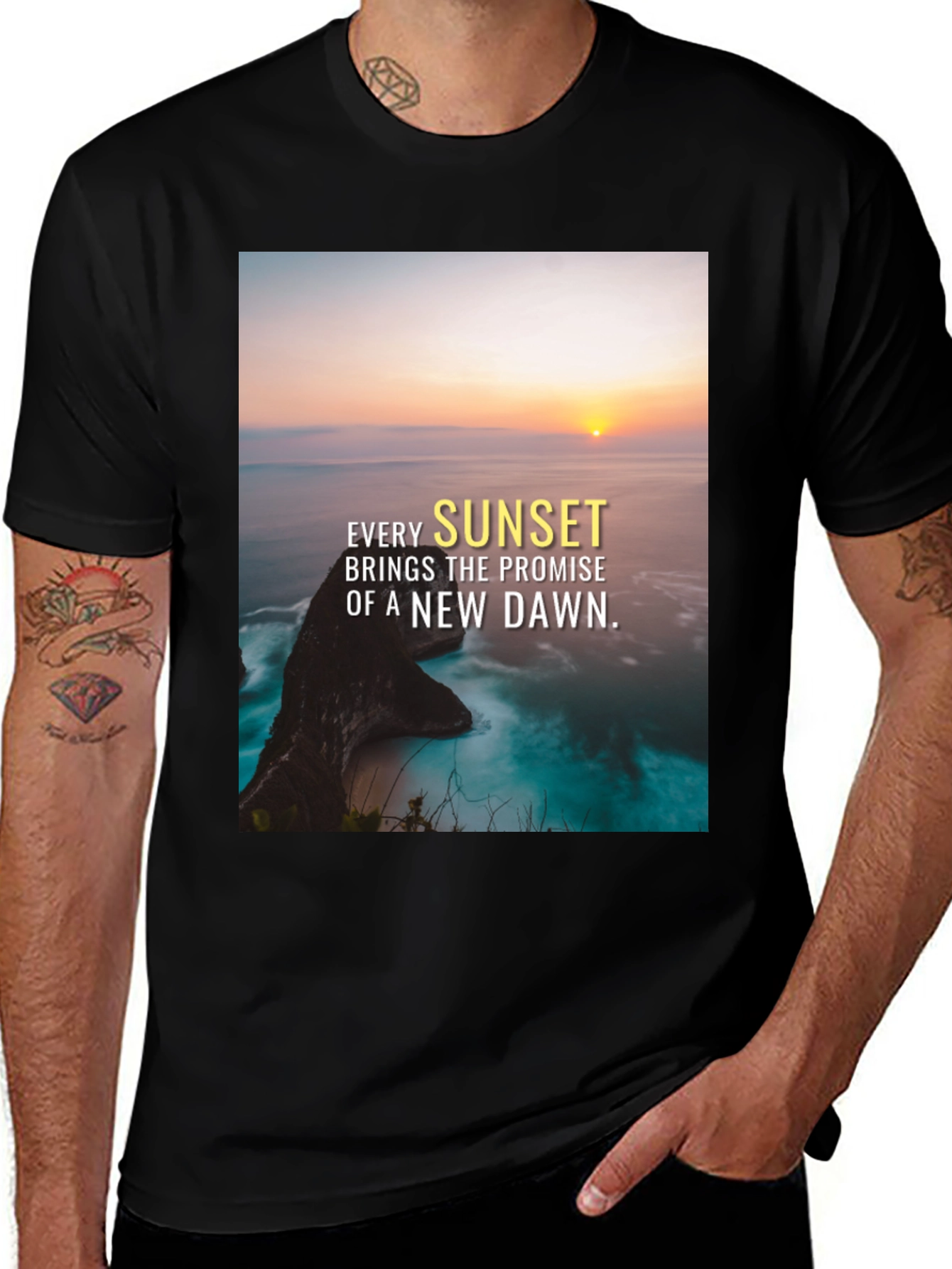 Sunset Promise Graphic Tee - Inspiring Black T-Shirt