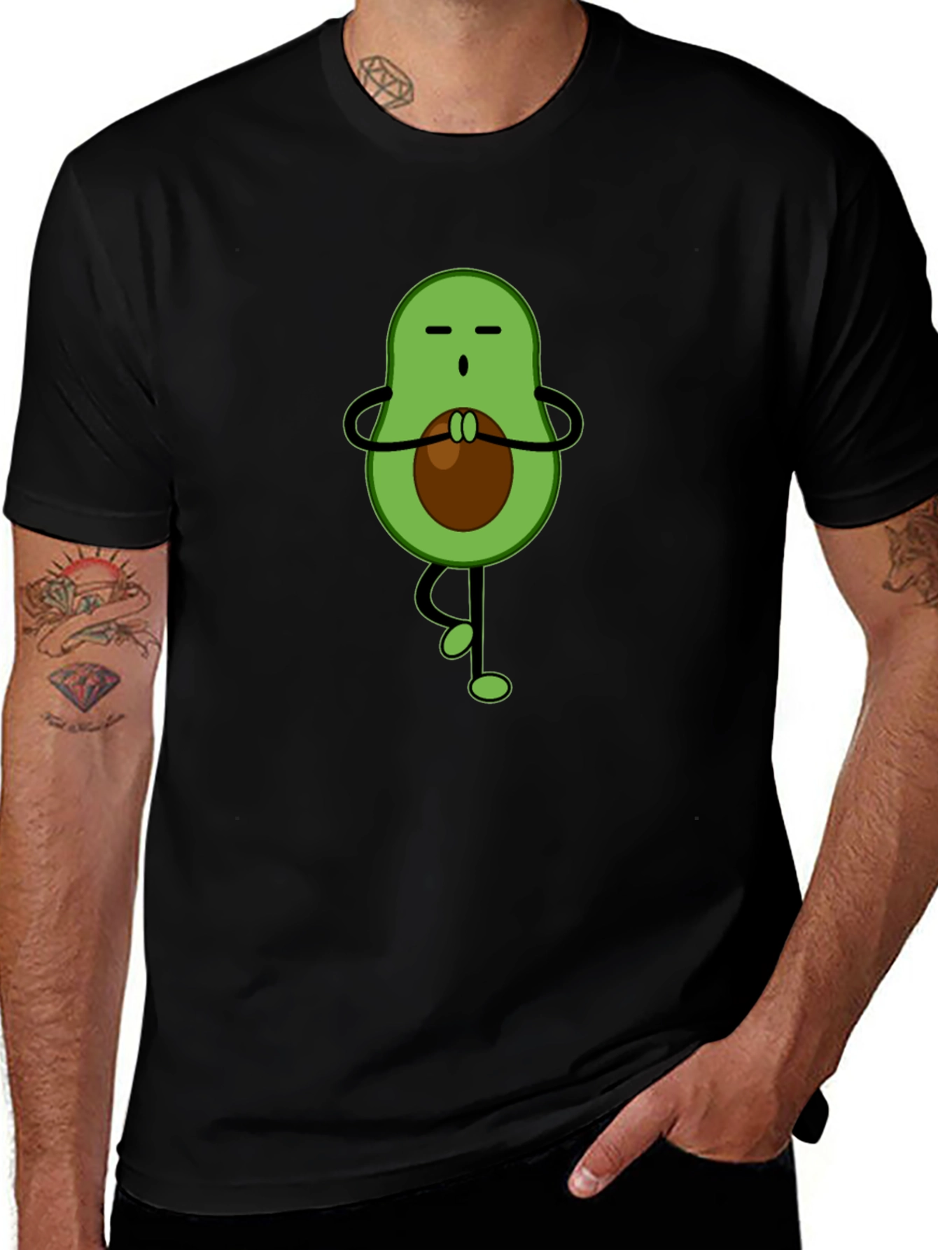 Variant 22 of Zen Avocado T-Shirt - Meditating Fruit Tee