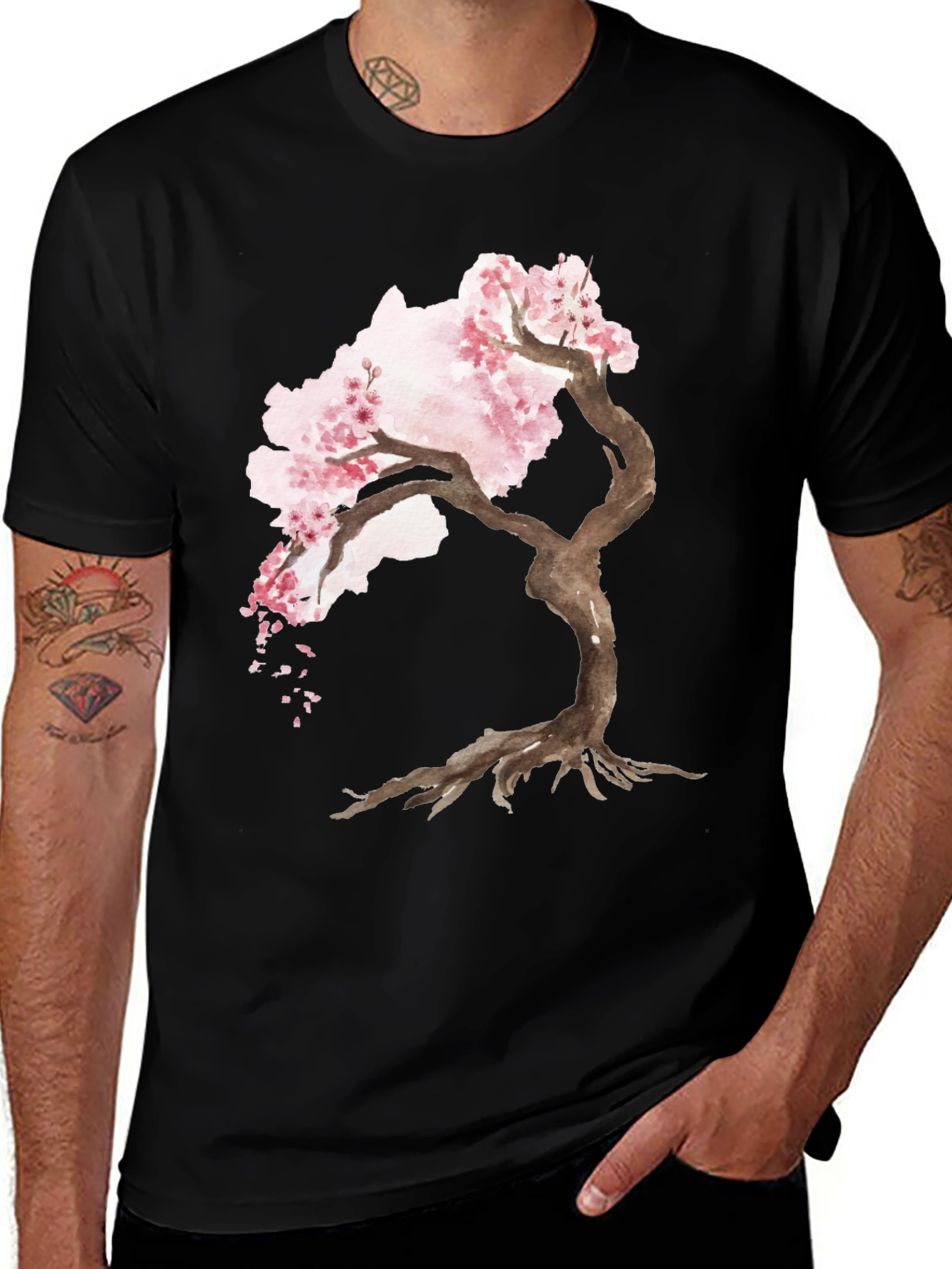 Variant 24 of Cherry Blossom Tree Black T-Shirt