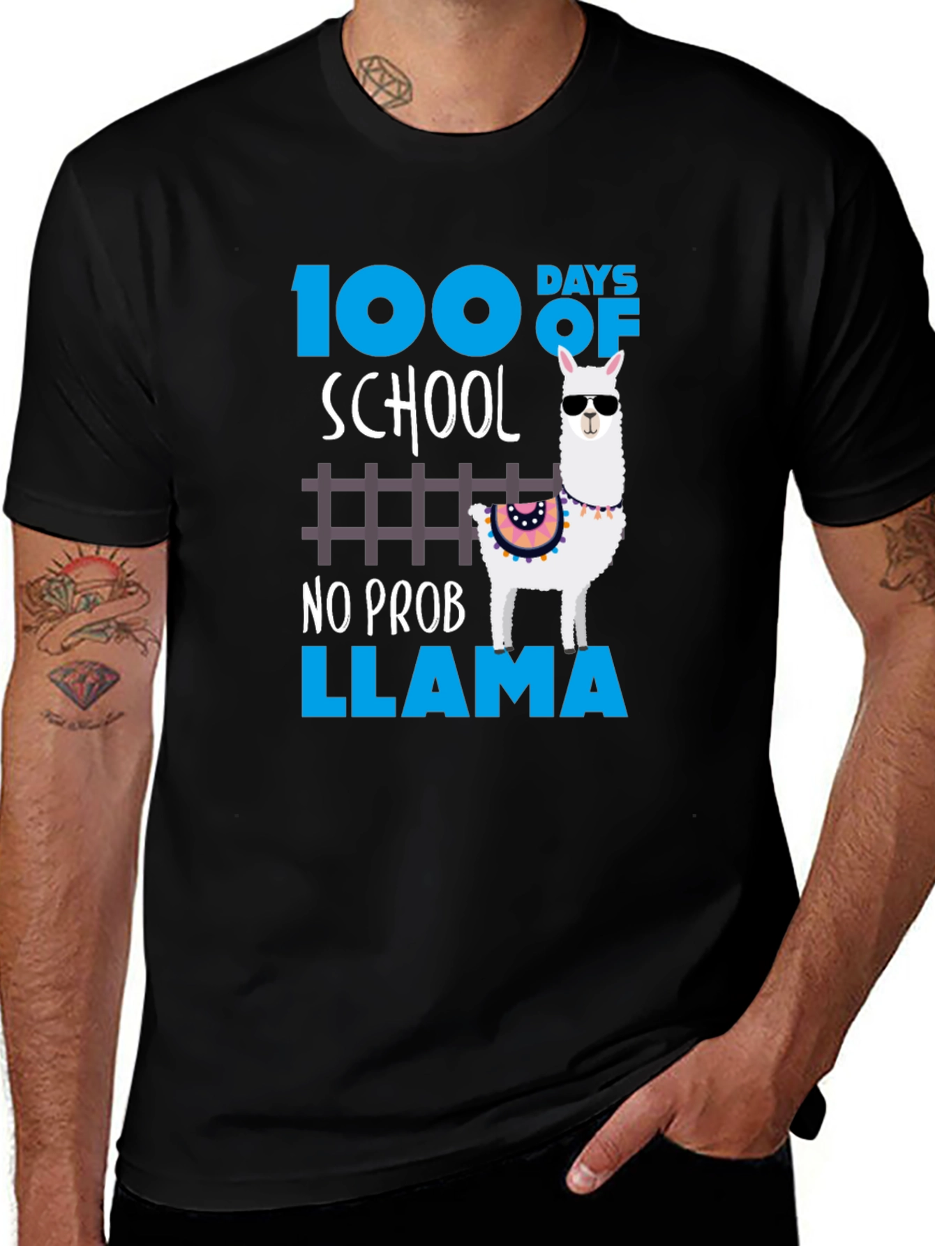 Variant 26 of 100 Days of School No Prob Llama Graphic Tee