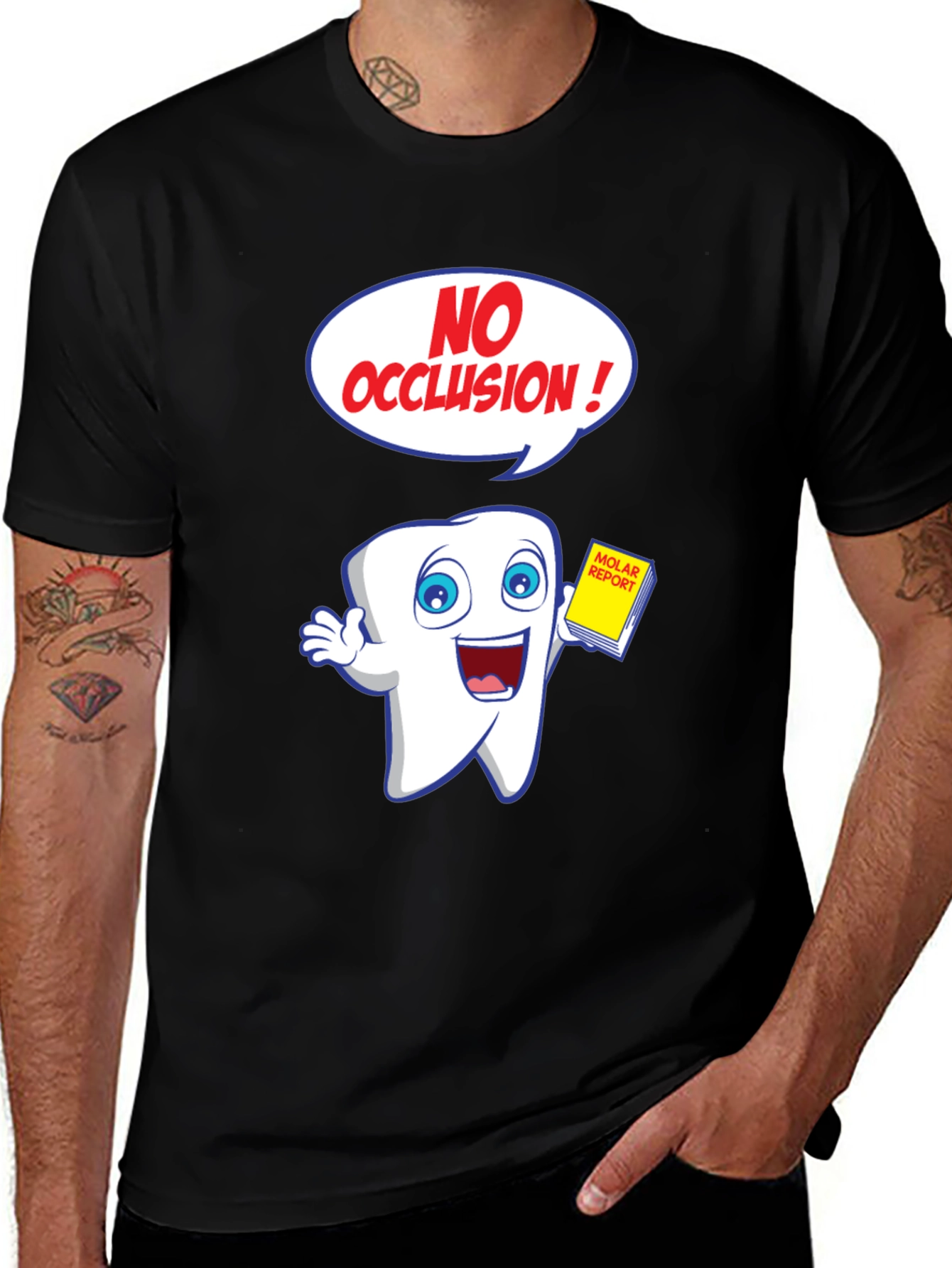 Variant 8 of Funny Dental Cartoon T-Shirt - No Occlusion!