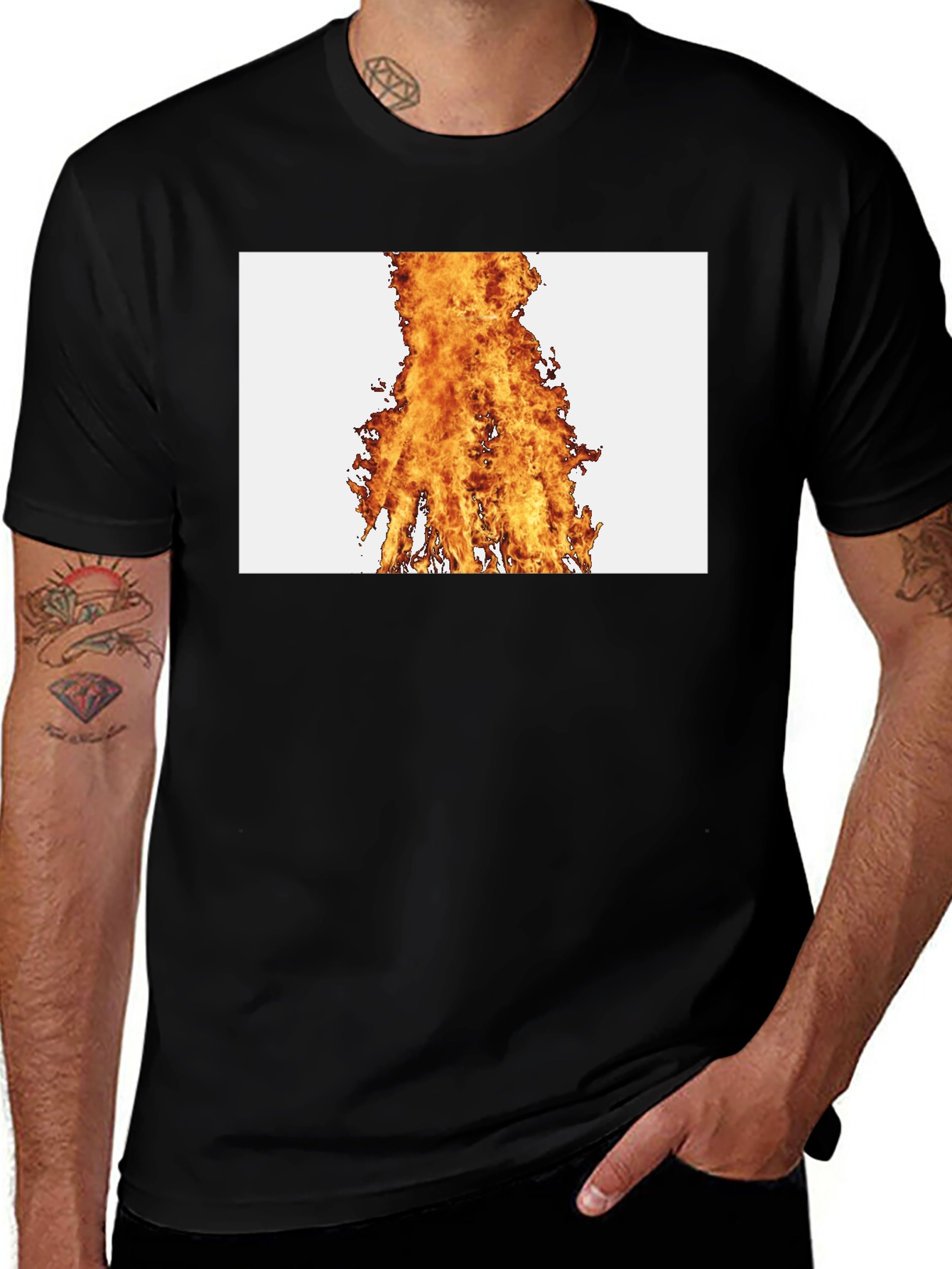 Fiery Graphic Black T-Shirt