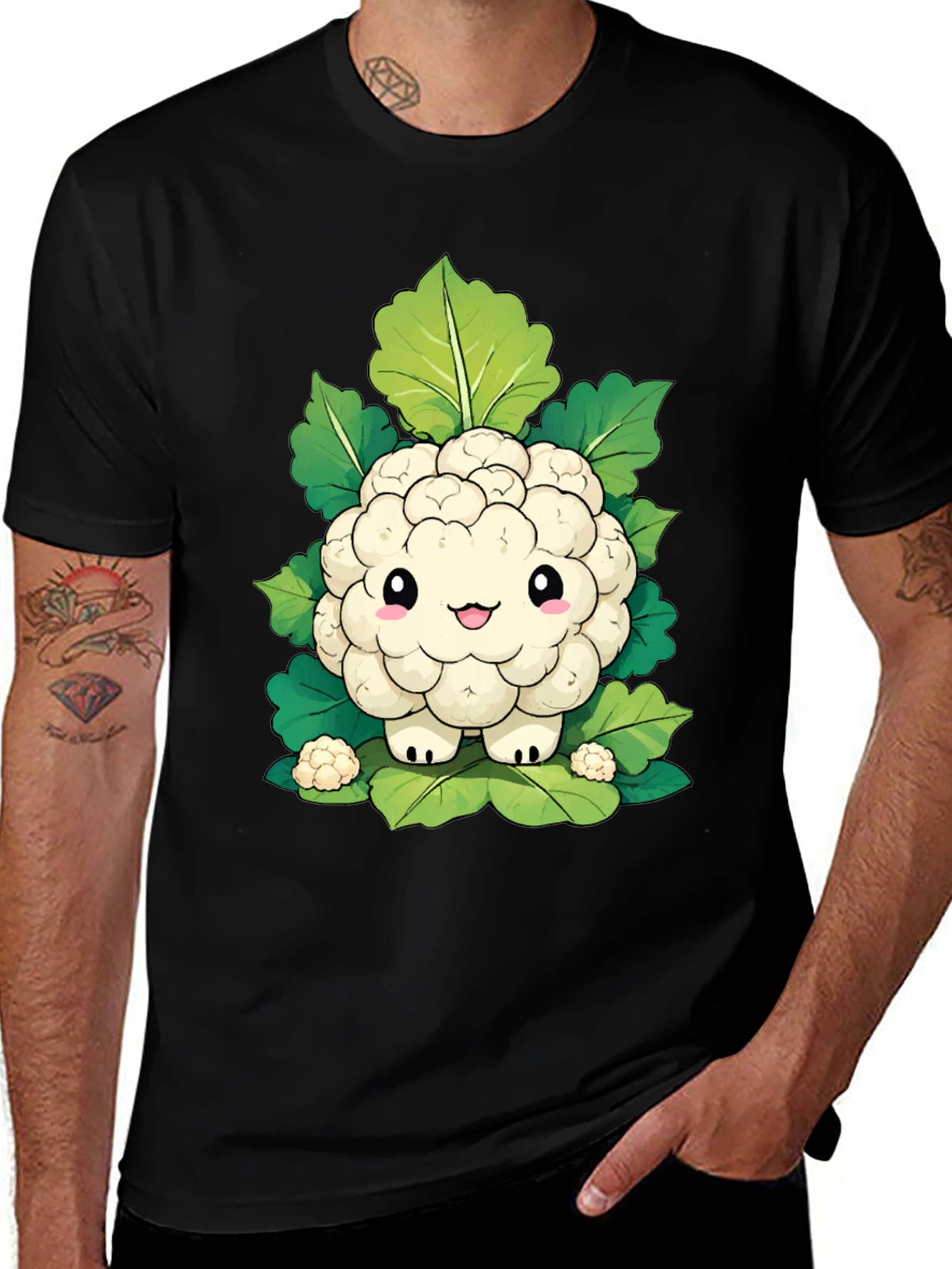 Variant 2 of Kawaii Cauliflower Graphic Tee - Cute Veggie Shirt