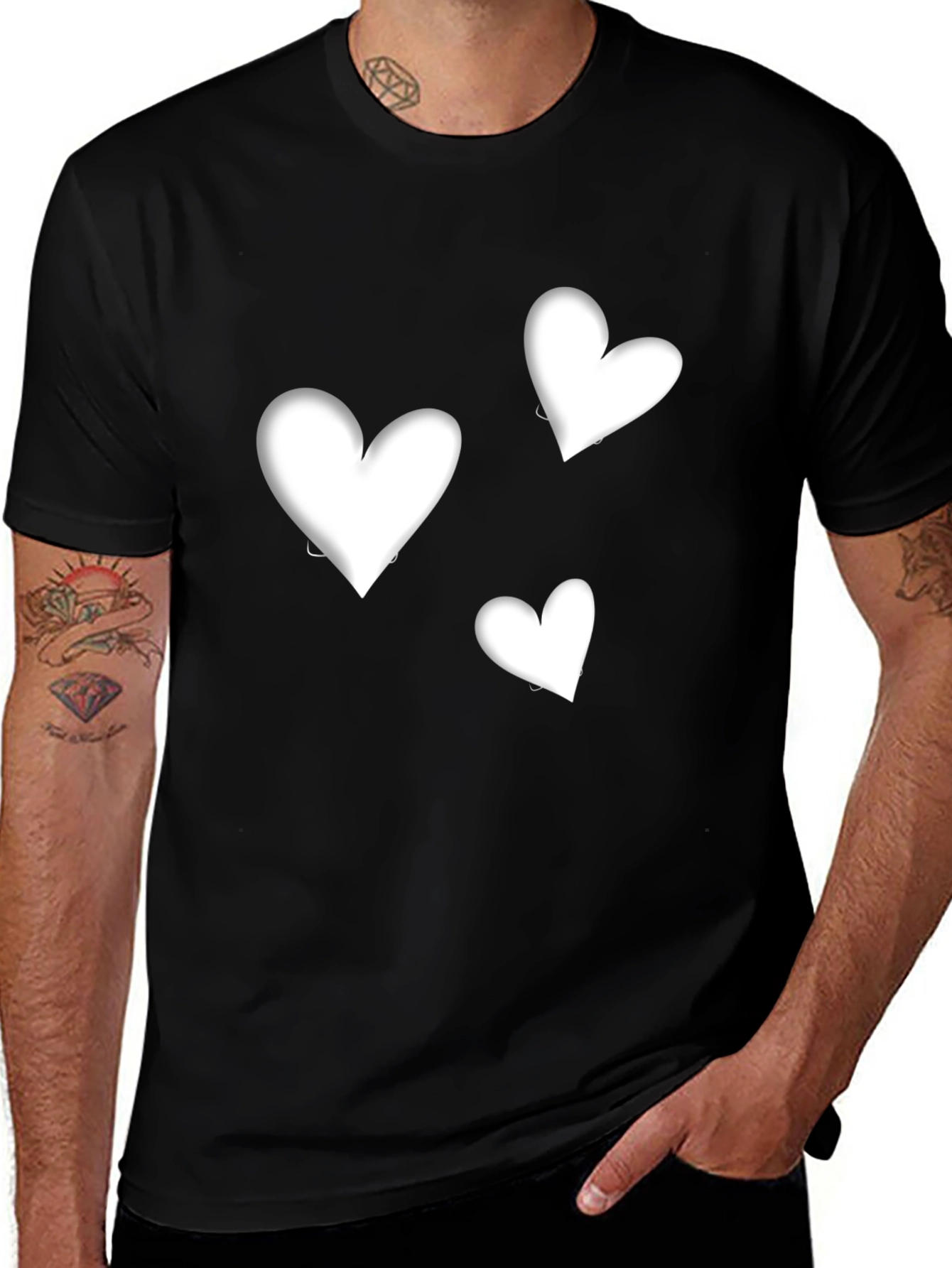 Variant 26 of Heart Graphic Black T-Shirt - Stylish Casual Wear