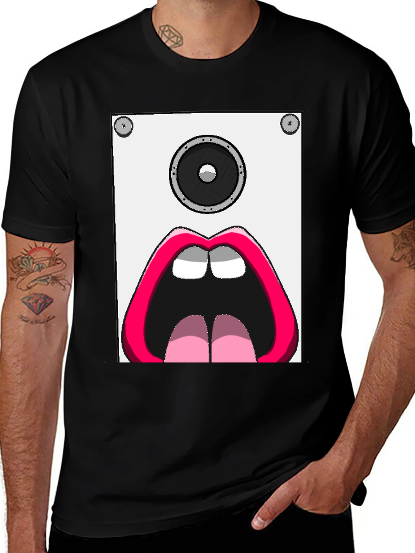 Variant 28 of Speaker Mouth Graphic T-Shirt - Black