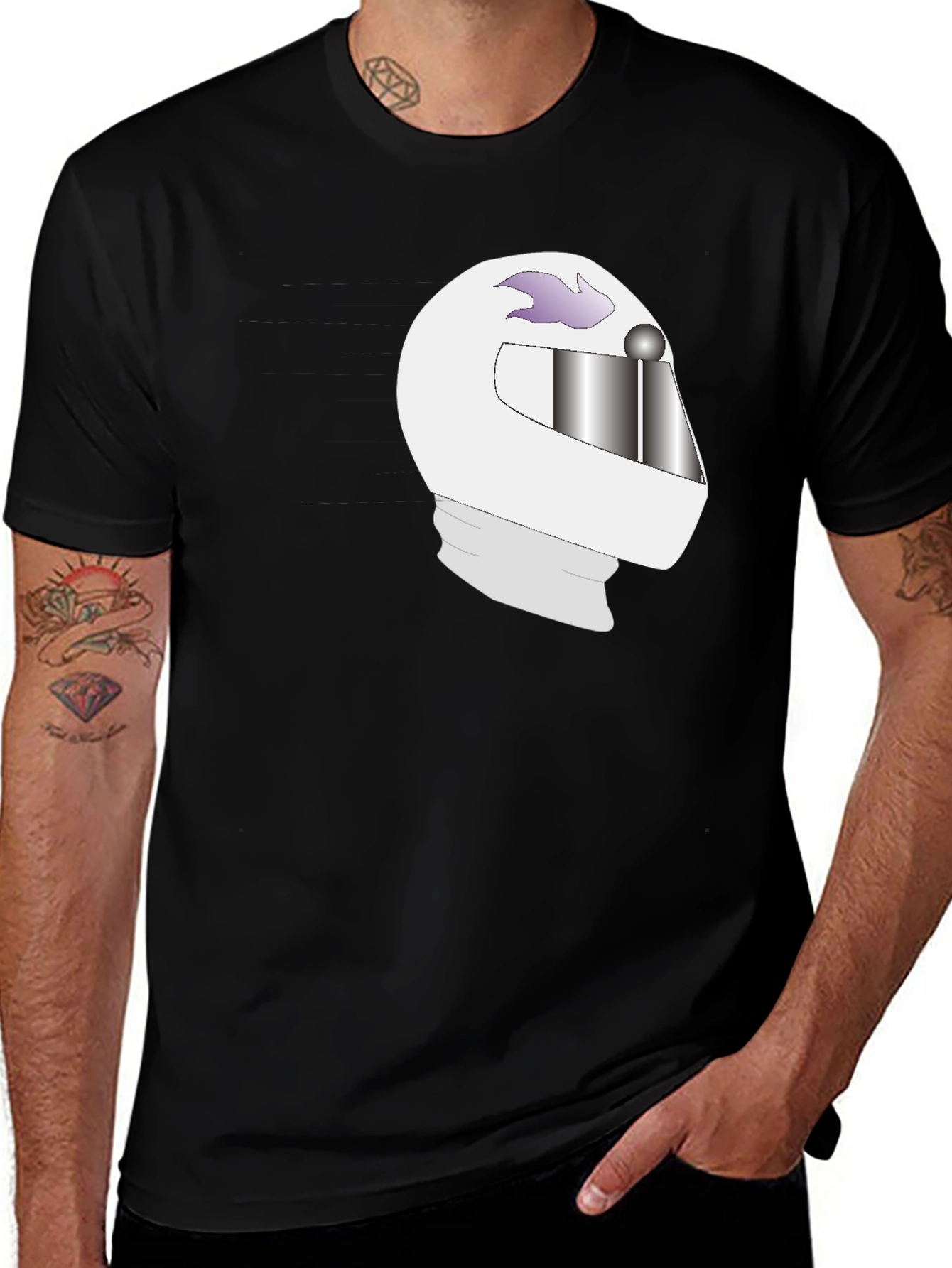 Variant 4 of Motorcycle Helmet Graphic Tee - Black