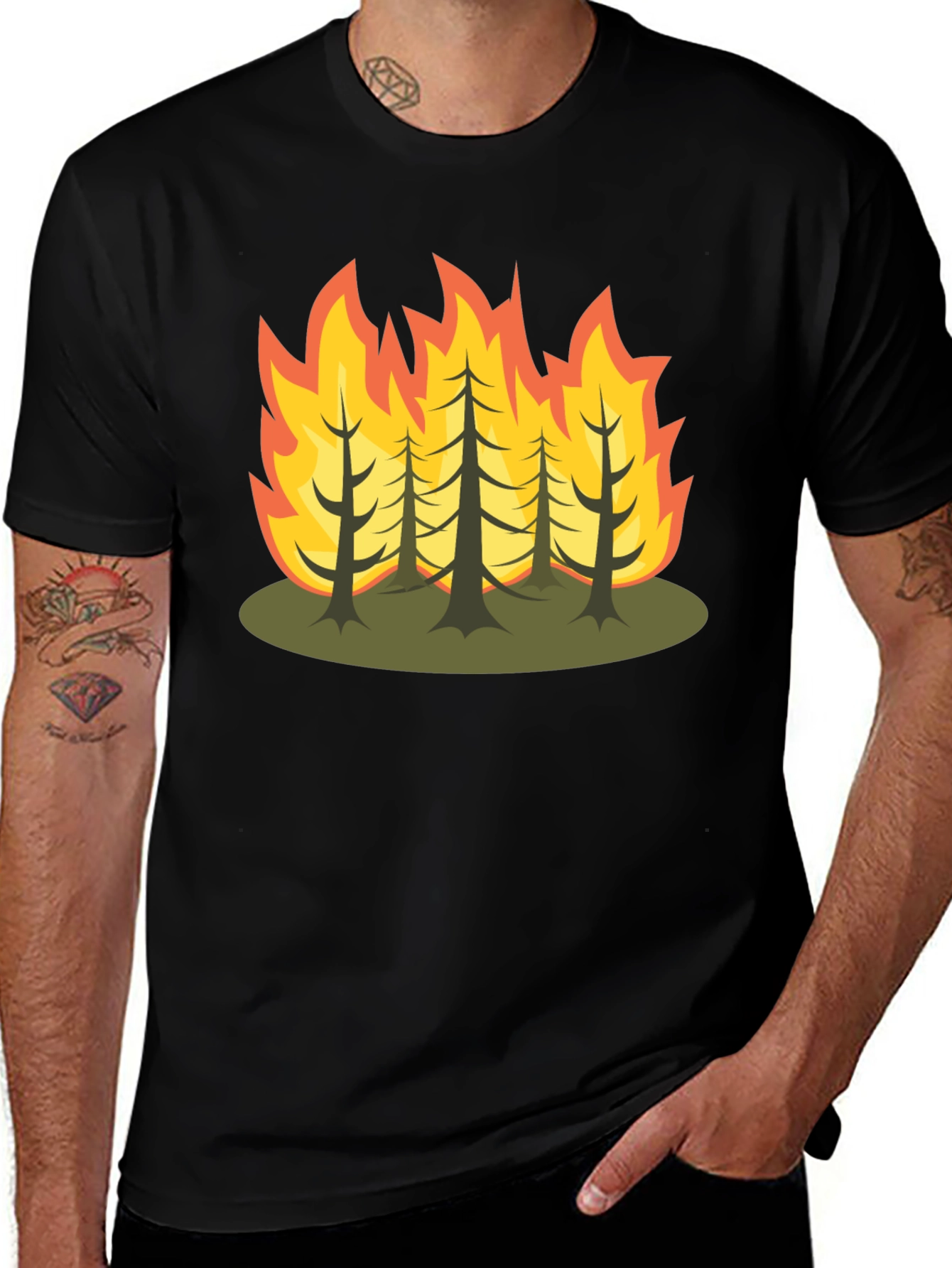 Variant 15 of Burning Trees Graphic Tee - Black T-Shirt
