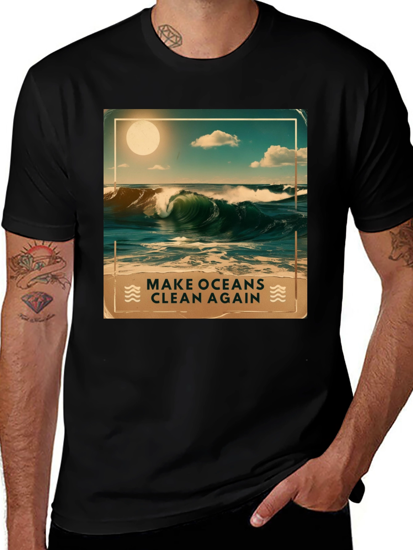 Variant 12 of Ocean Waves Graphic Tee - Make Oceans Clean Again