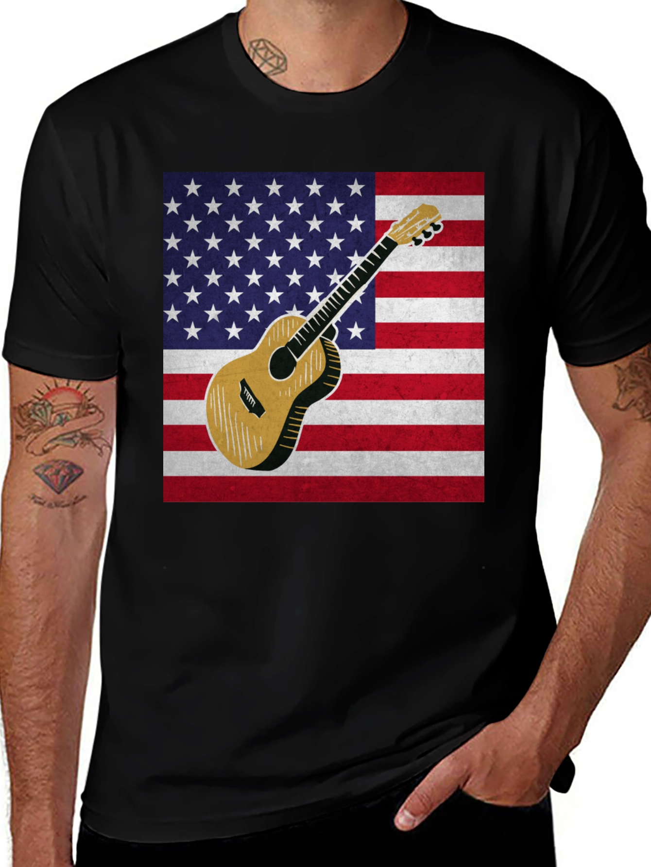 Variant 19 of American Flag Guitar Graphic T-Shirt