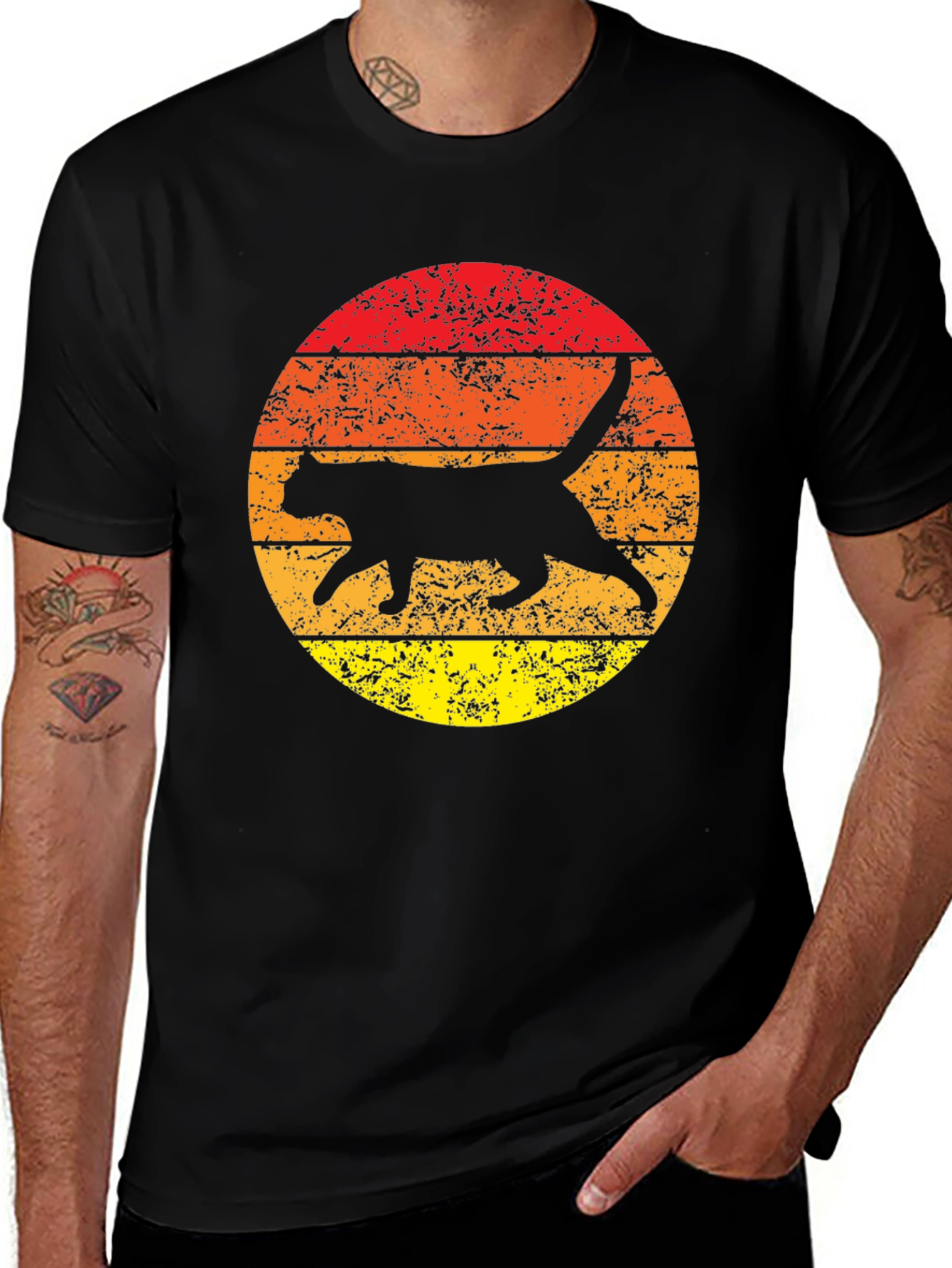 Variant 21 of Retro Sunset Cat Silhouette T-Shirt