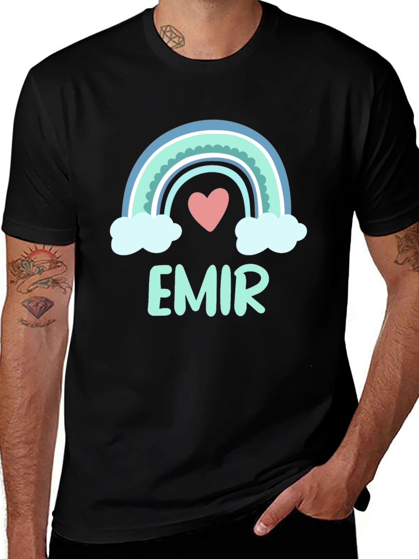 Variant 20 of Custom 'Emir' Rainbow Heart T-Shirt
