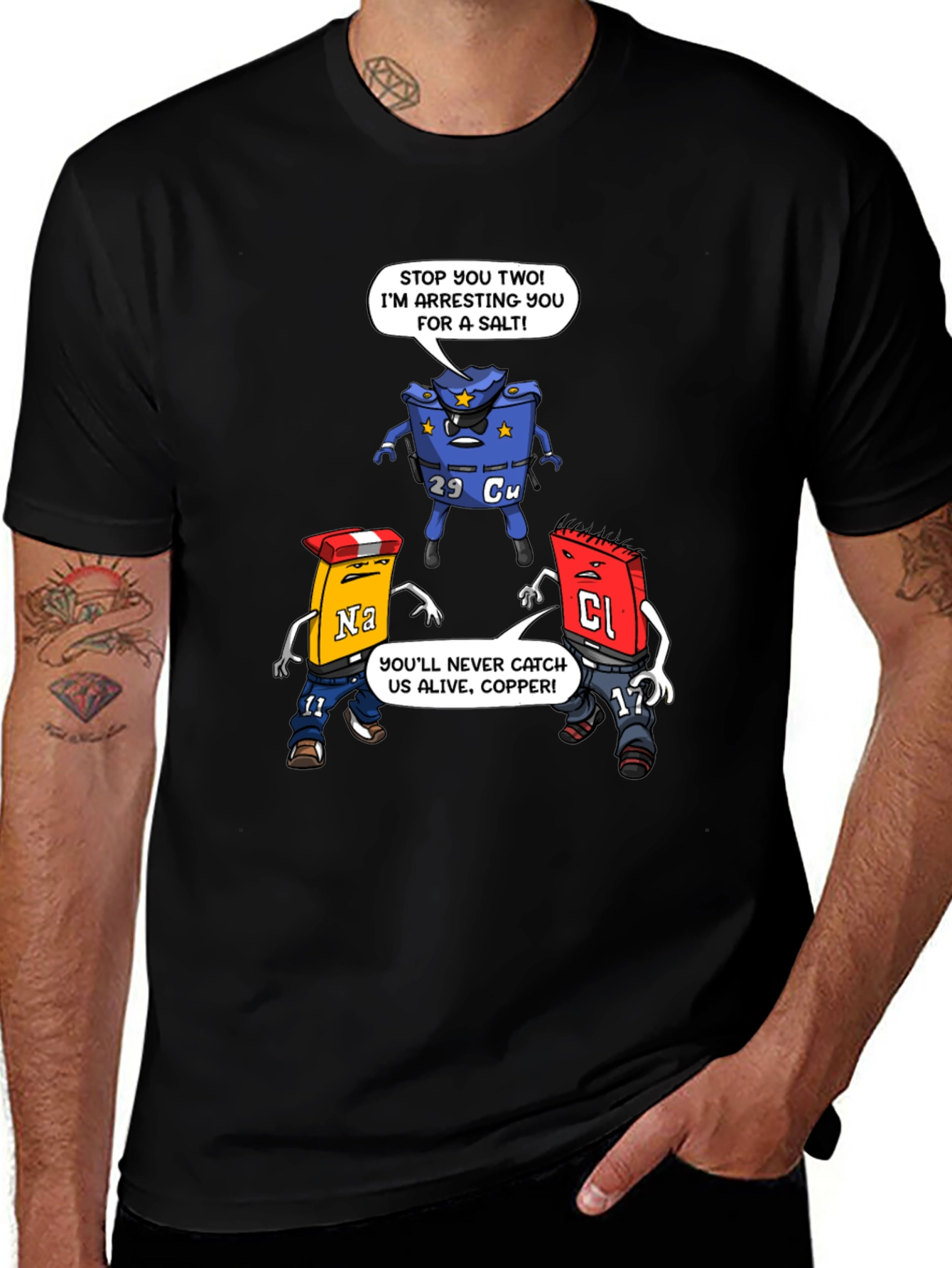 Variant 7 of Chemistry Humor T-Shirt - Elements Arrested!