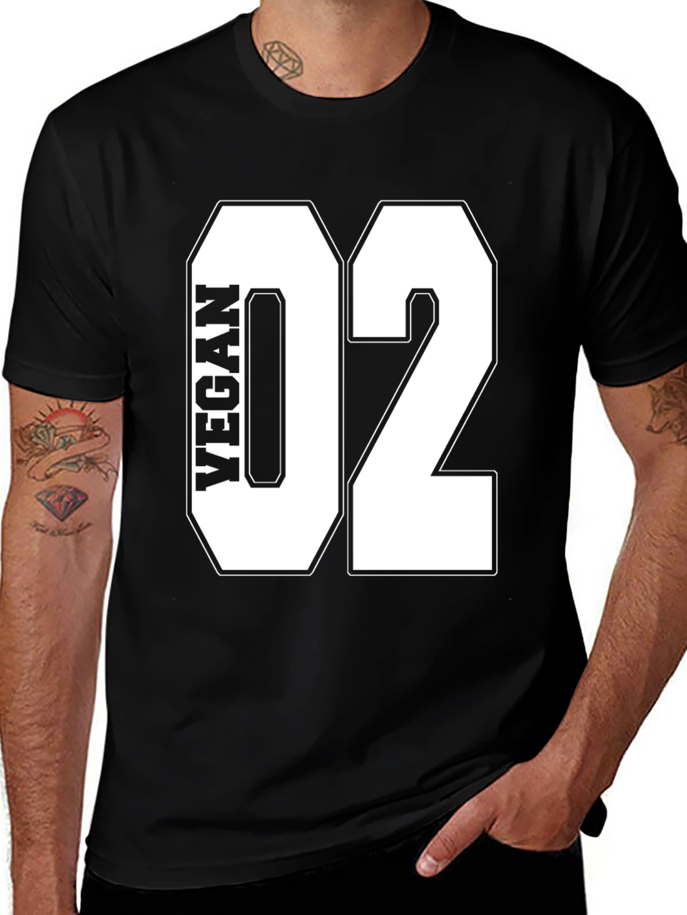 Variant 6 of Vegan 02 T-Shirt - Black Cotton Tee