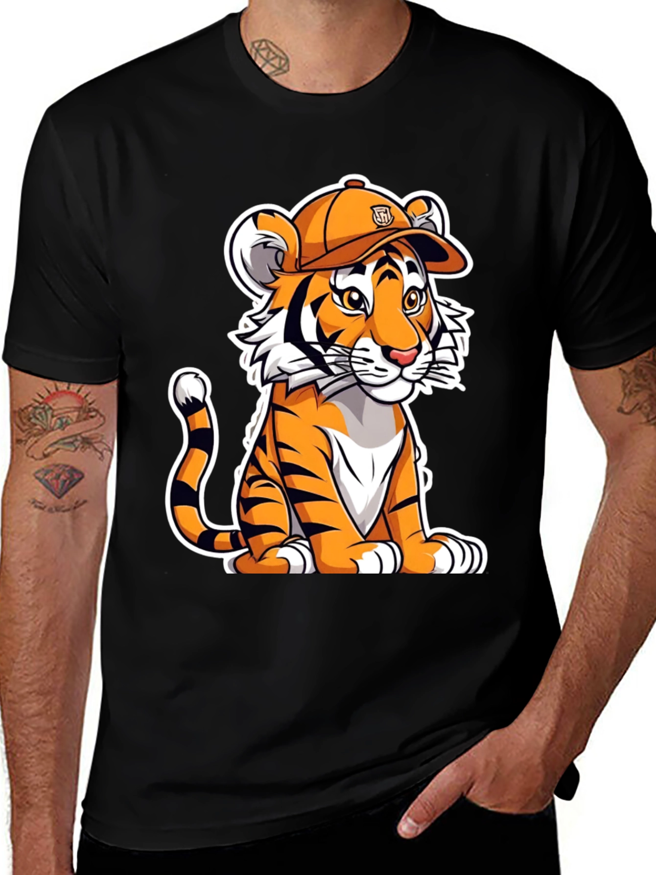Variant 3 of Cool Tiger Cub Tee - Black Cotton Graphic T-Shirt