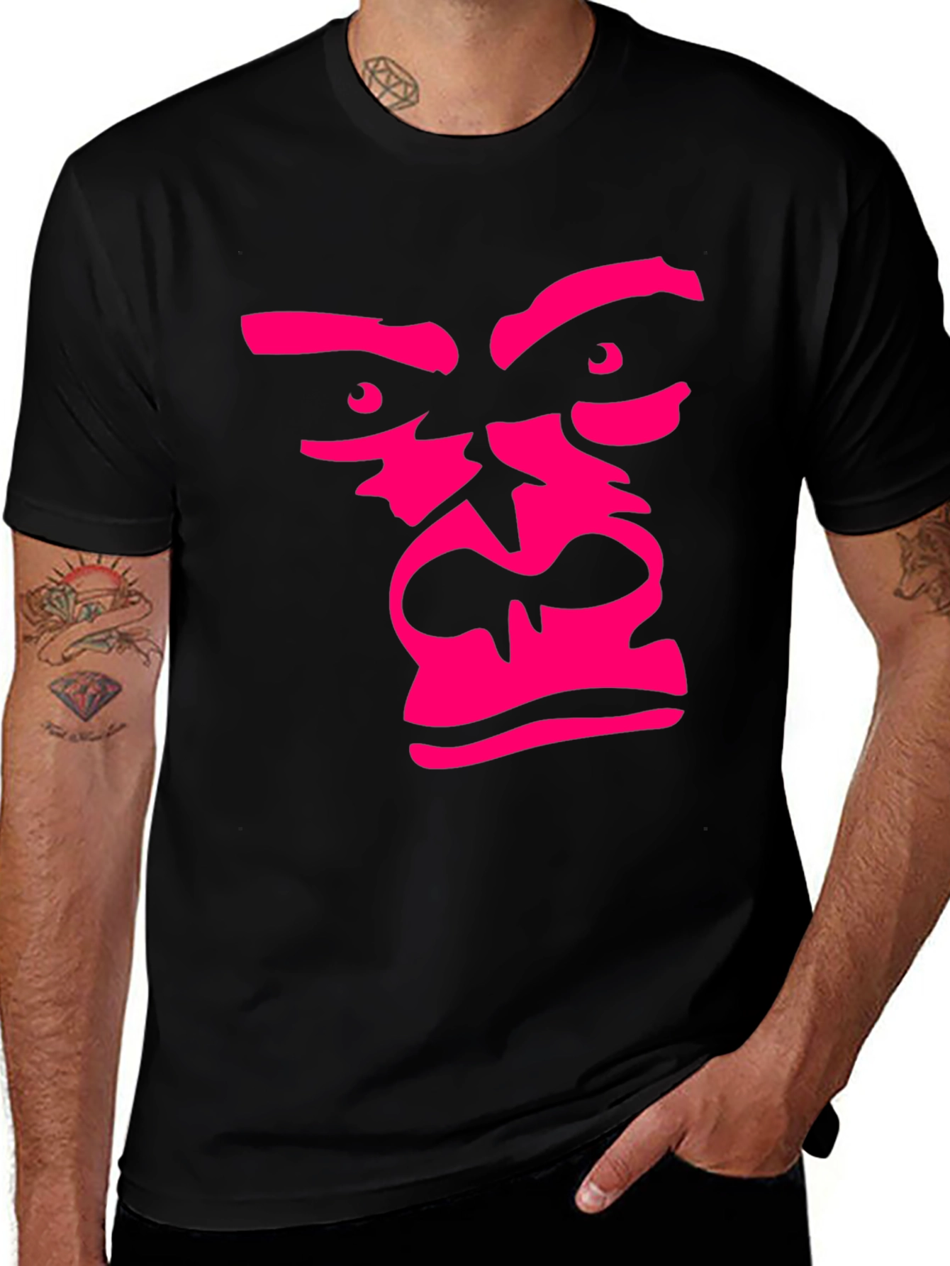 Variant 20 of Gorilla Face Graphic Tee - Bold Black T-Shirt
