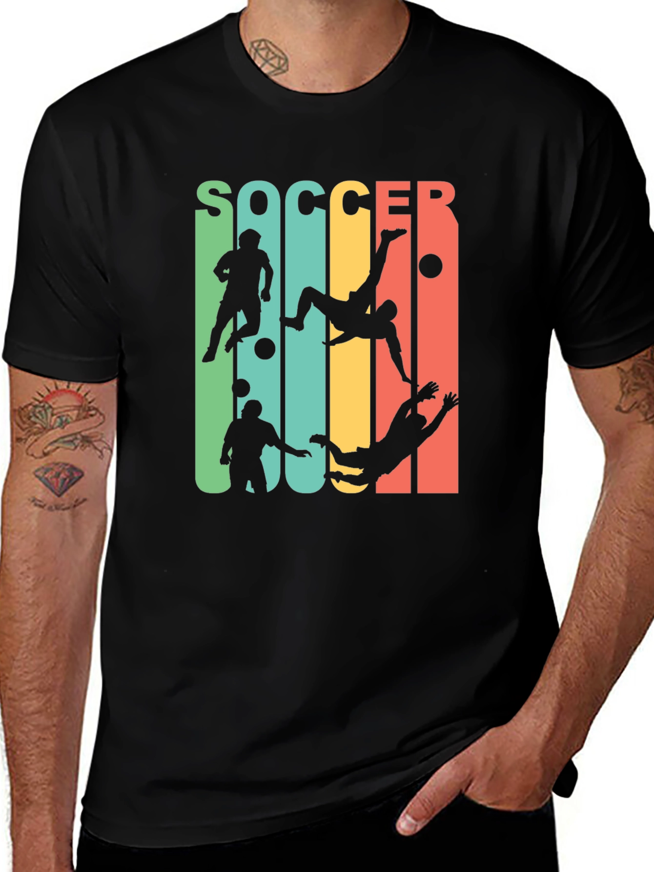 Variant 12 of Soccer Player Silhouette Retro Graphic Tee