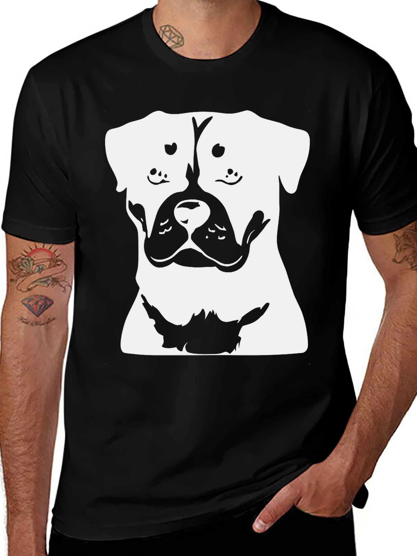 Variant 10 of Dog Graphic T-Shirt - Black Cotton Blend