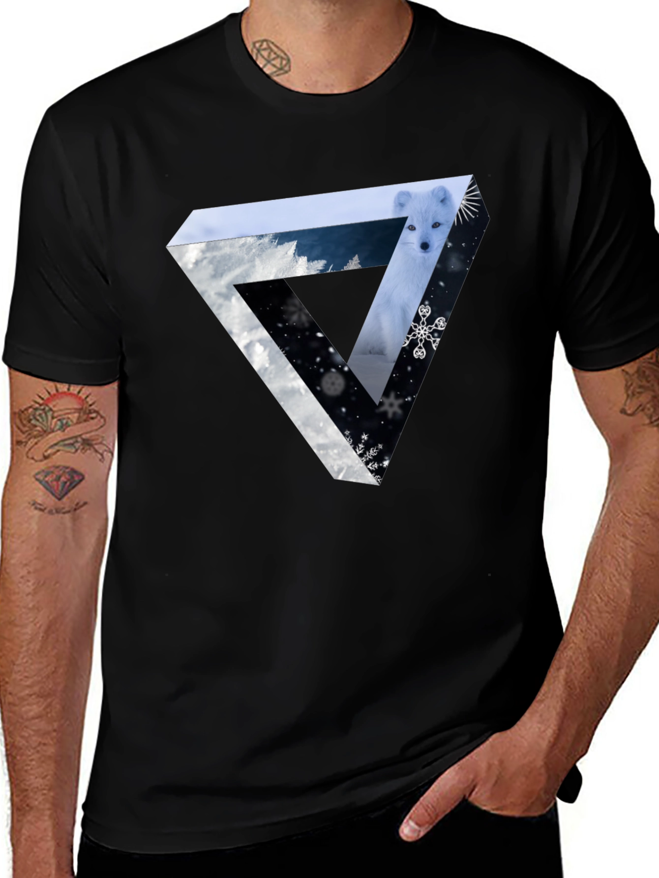 Variant 16 of Abstract Fox Winter Triangle Graphic Tee
