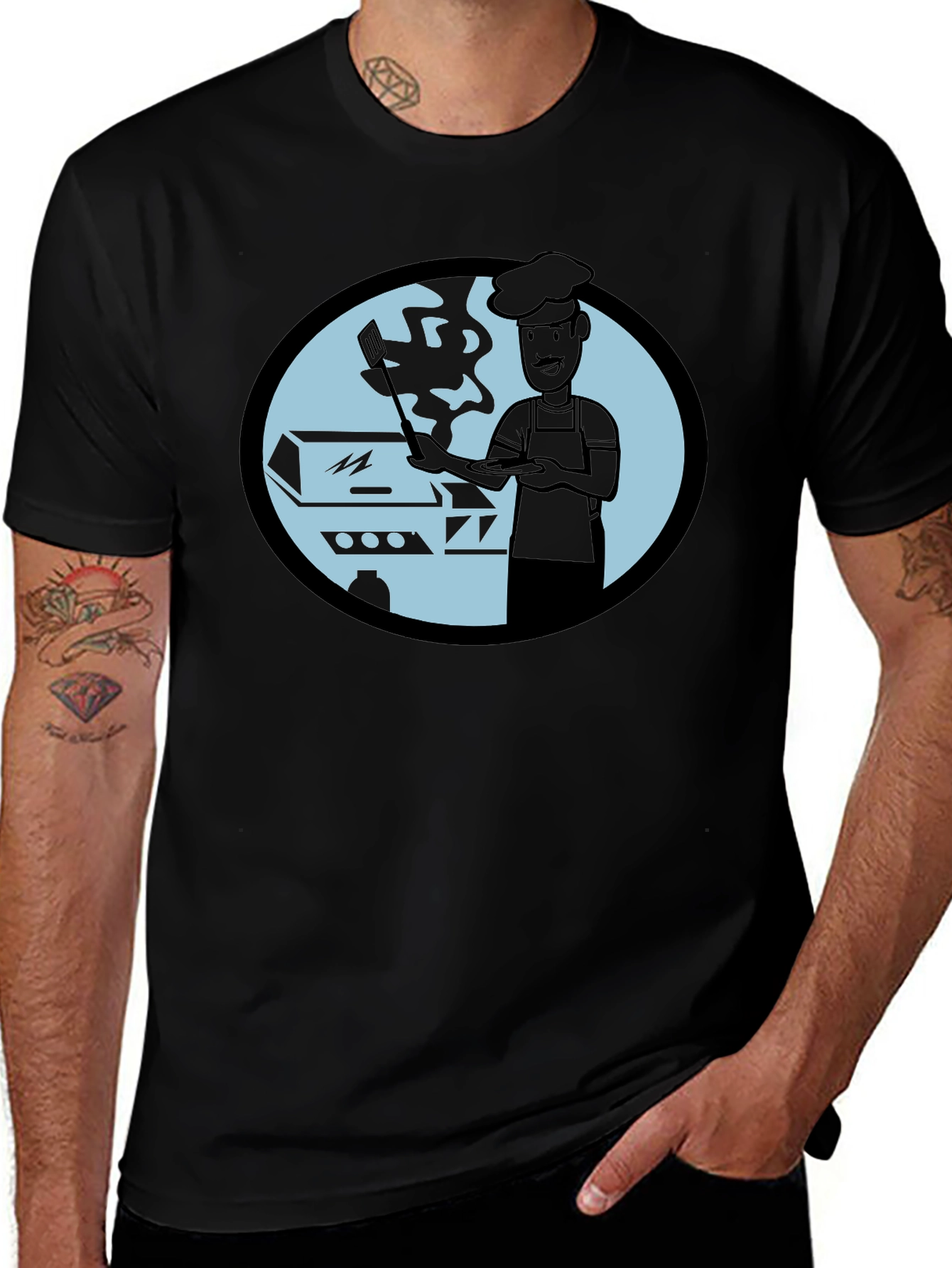 Variant 23 of BBQ Chef Graphic T-Shirt - Black Cotton Tee