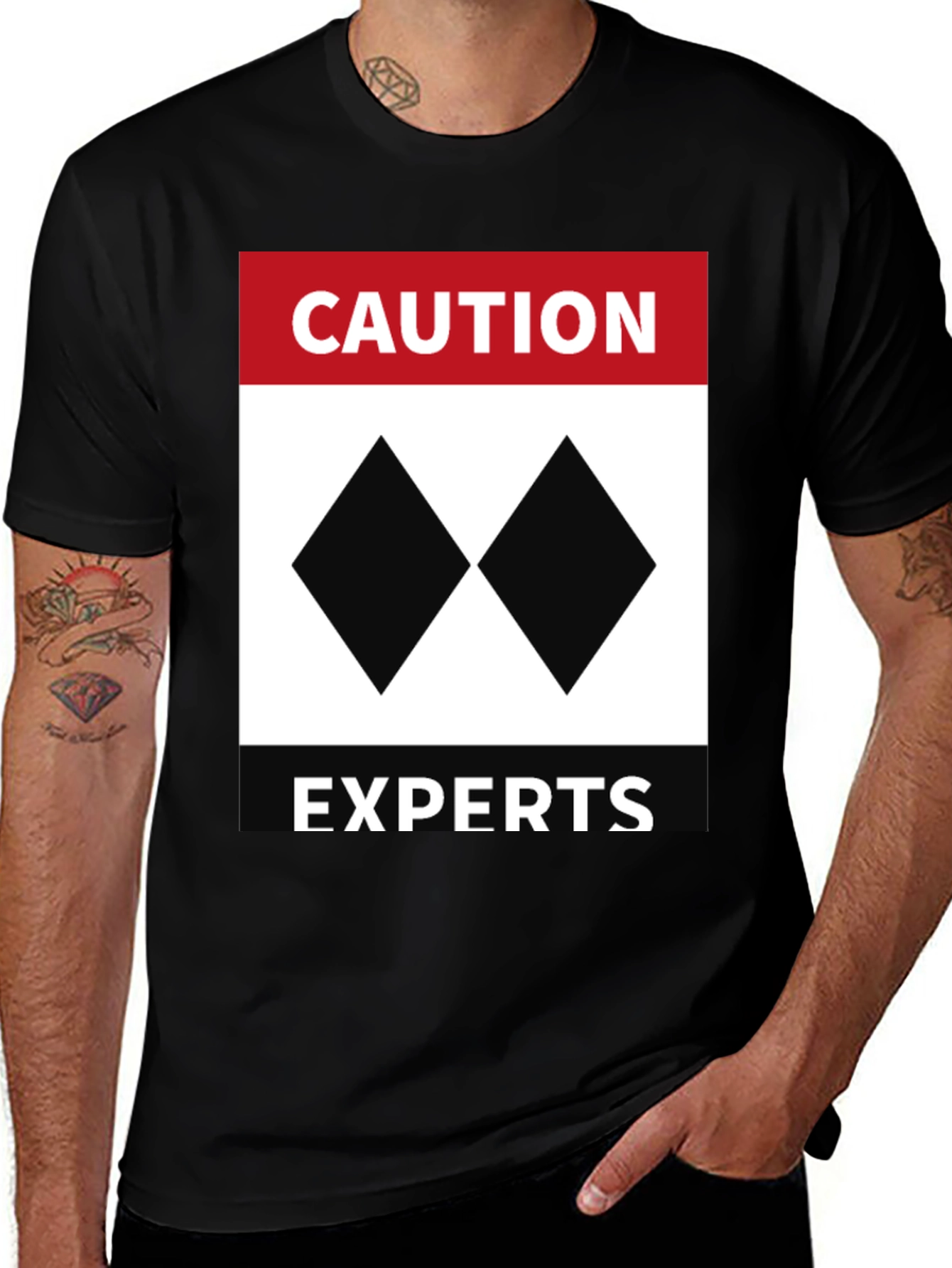 Variant 29 of Caution Experts Double Black Diamond Ski T-Shirt