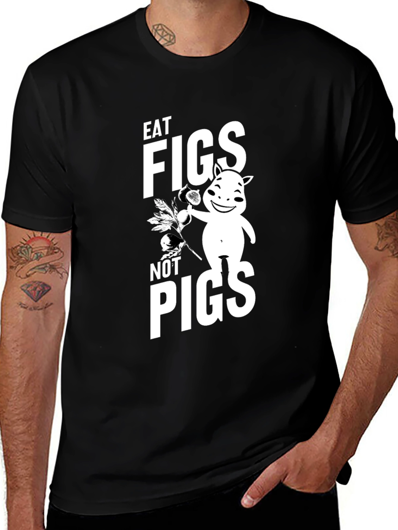 Variant 23 of Eat Figs Not Pigs Graphic T-Shirt Vegan Tee