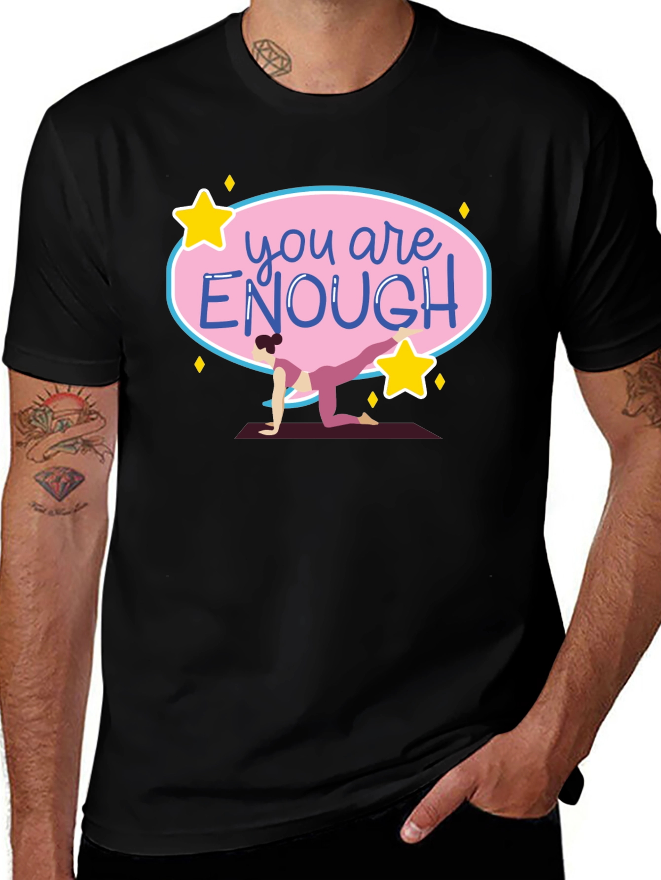 Variant 2 of You Are Enough Yoga T-Shirt Black