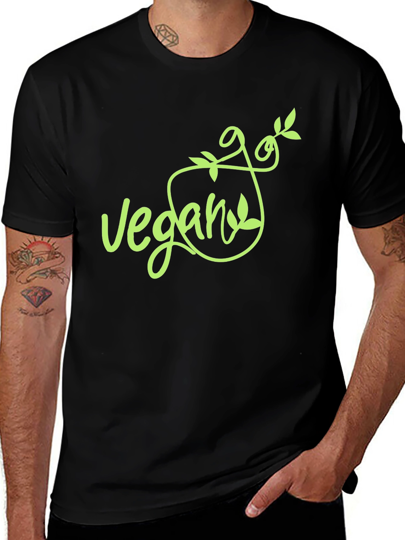 Variant 30 of Vegan Graphic Tee - Black T-Shirt
