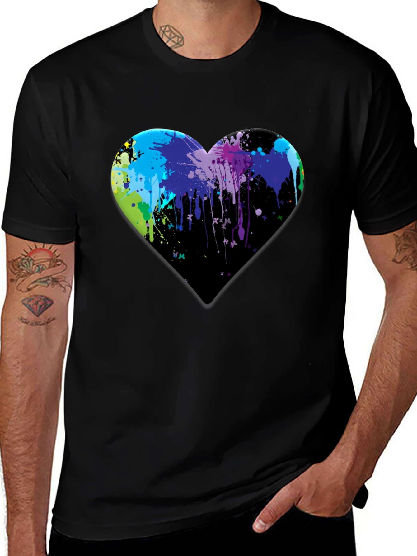 Variant 25 of Colorful Heart Splatter Graphic T-Shirt