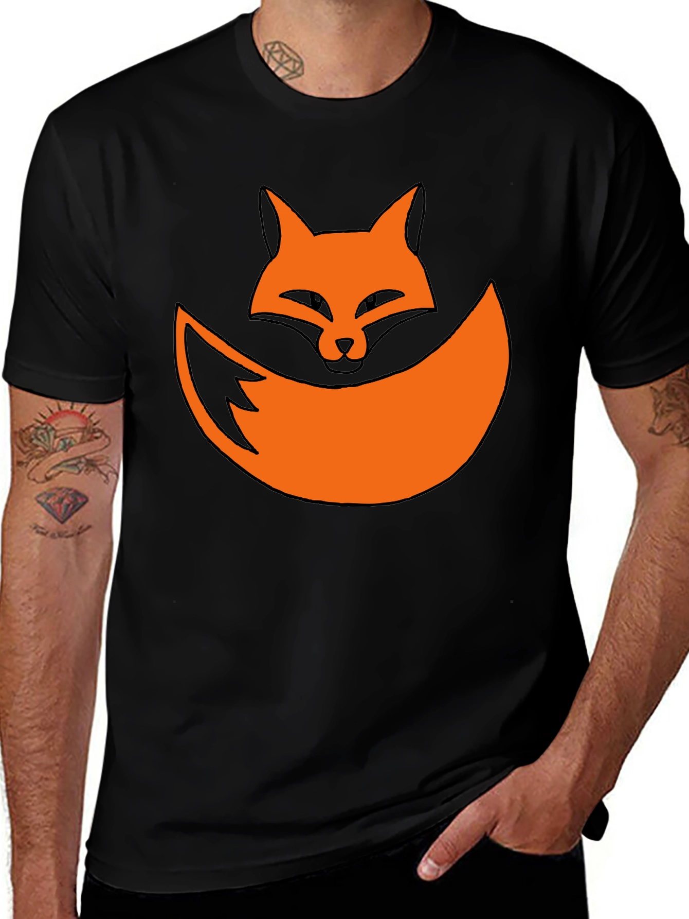 Variant 28 of Fox Graphic T-Shirt - Black Crew Neck Tee