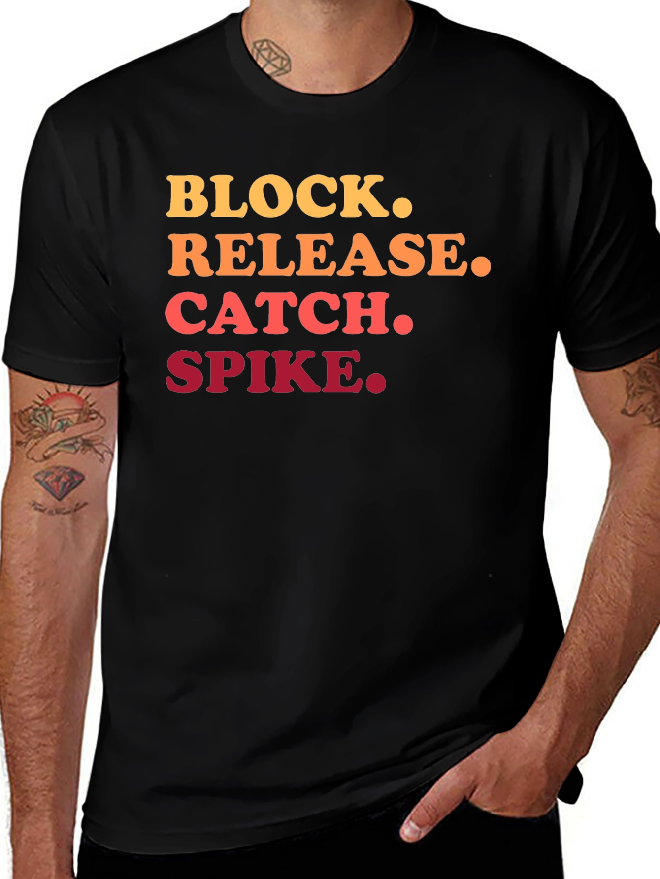 Variant 11 of Volleyball Action Black T-Shirt