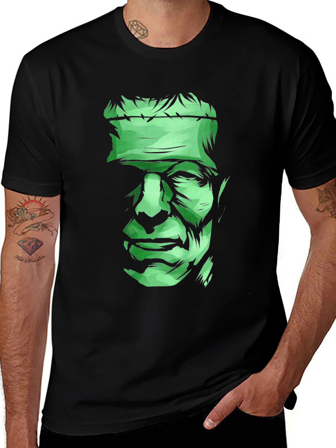 Variant 16 of Frankenstein Graphic Tee - Men's Black Cotton T-Shirt