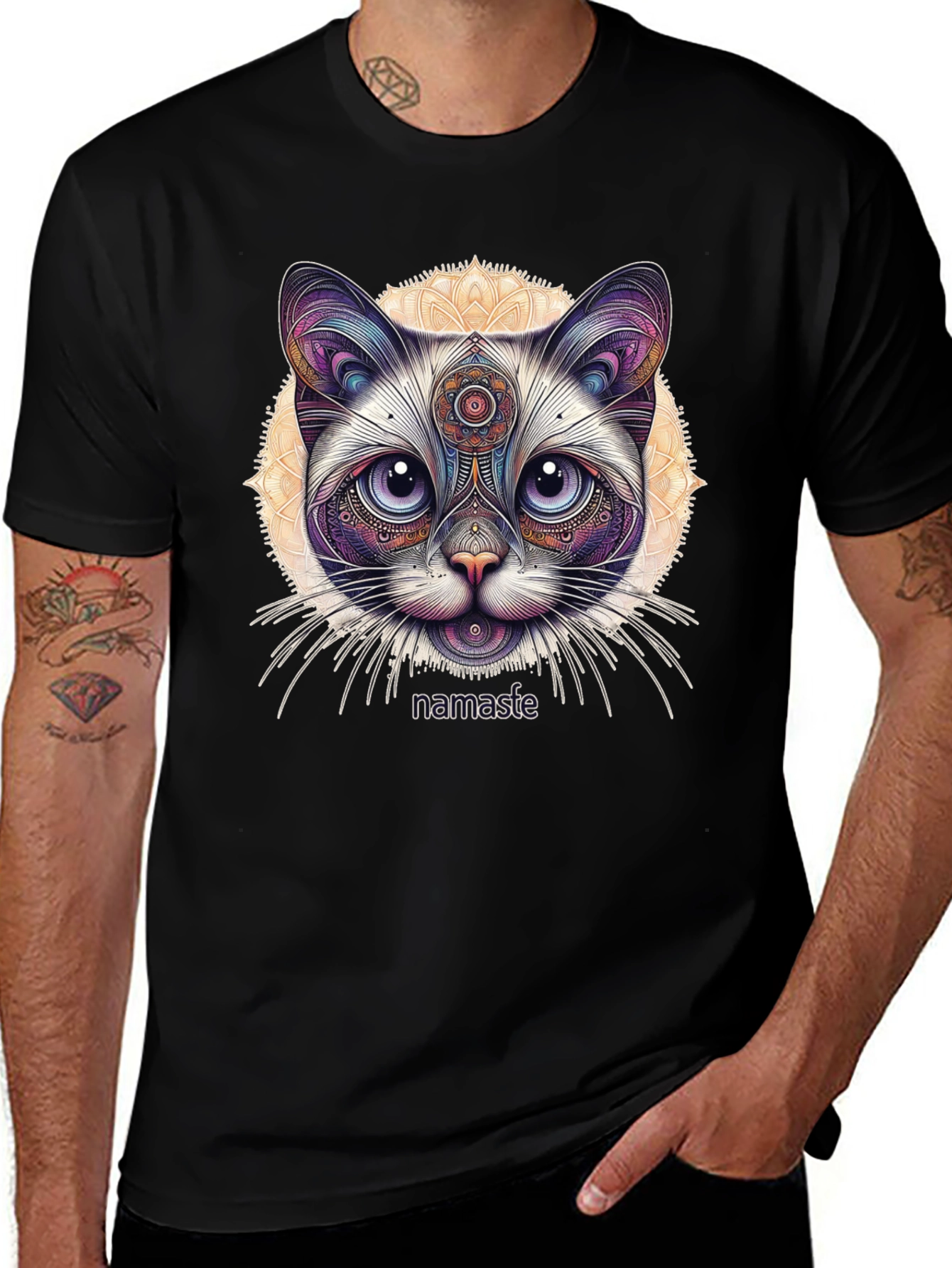 Variant 29 of Namaste Cat T-Shirt - Meditative Feline Design