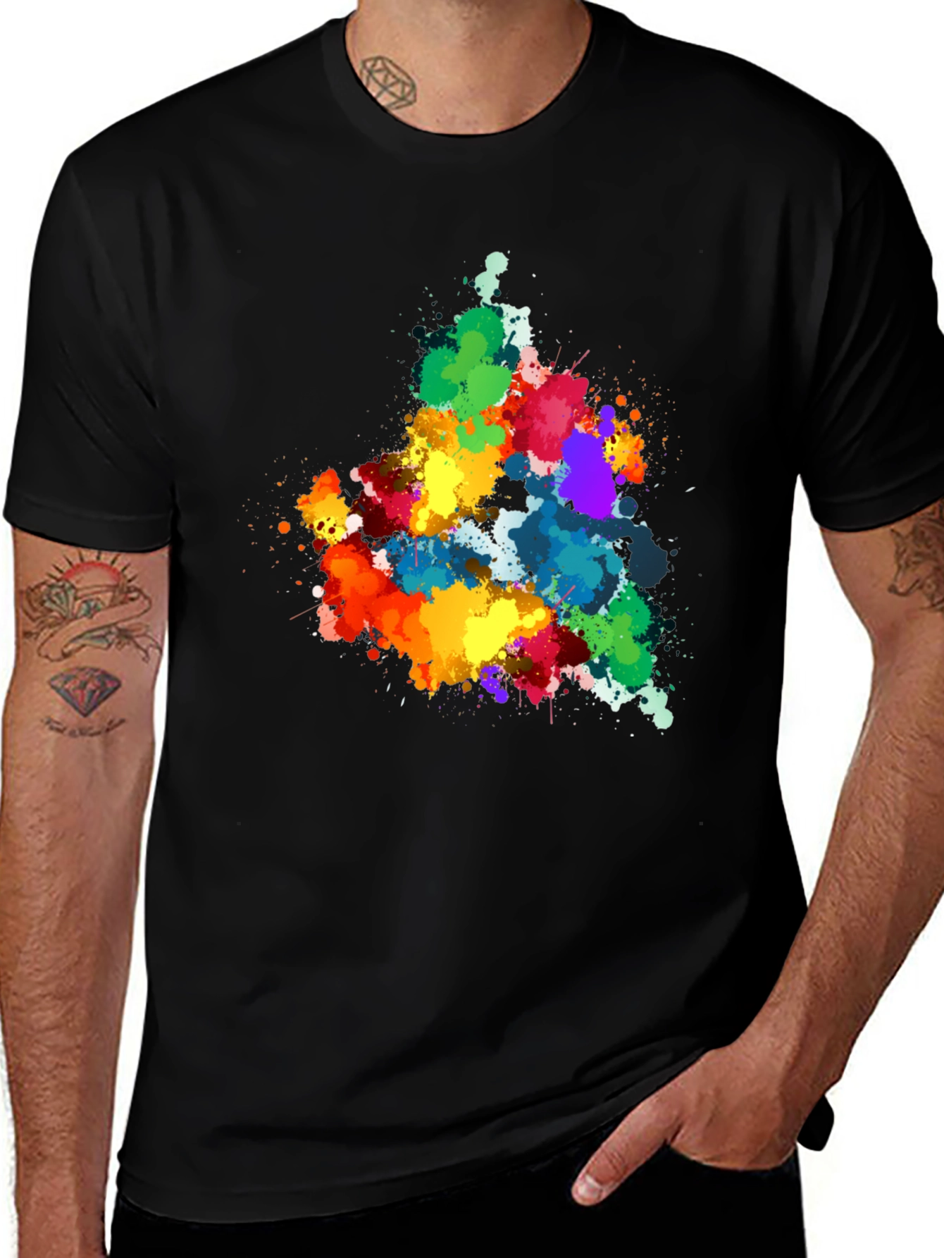 Variant 5 of Colorful Paint Splatter Graphic Tee