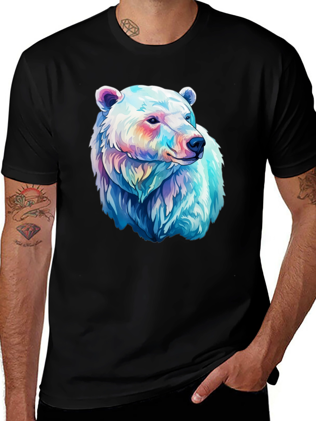 Variant 18 of Polar Bear Graphic Tee - Black Cotton Blend