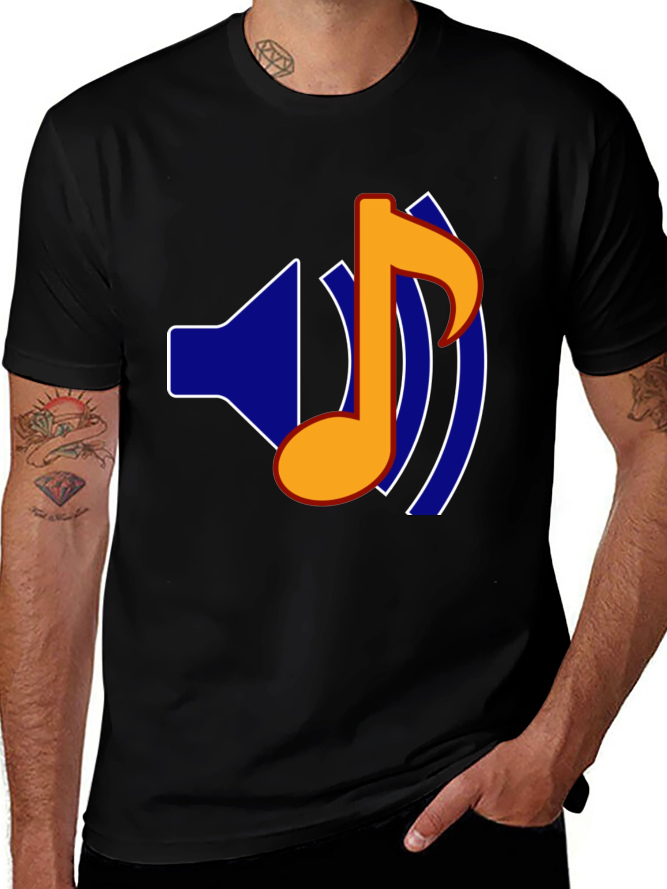 Variant 9 of Music Note Graphic Black T-Shirt