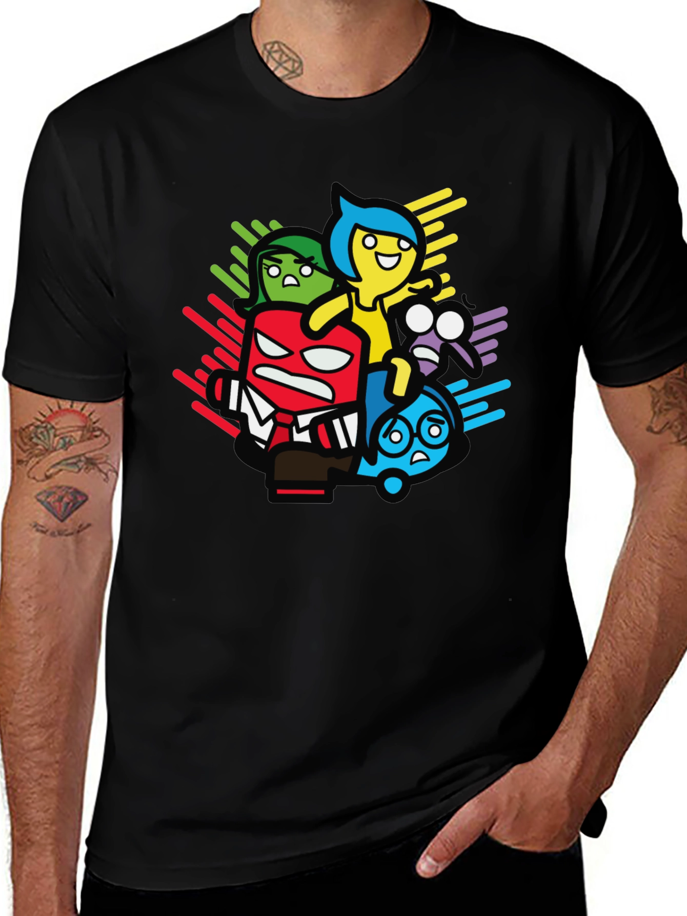 Variant 14 of Inside Out Cartoon Graphic Print Black T-Shirt