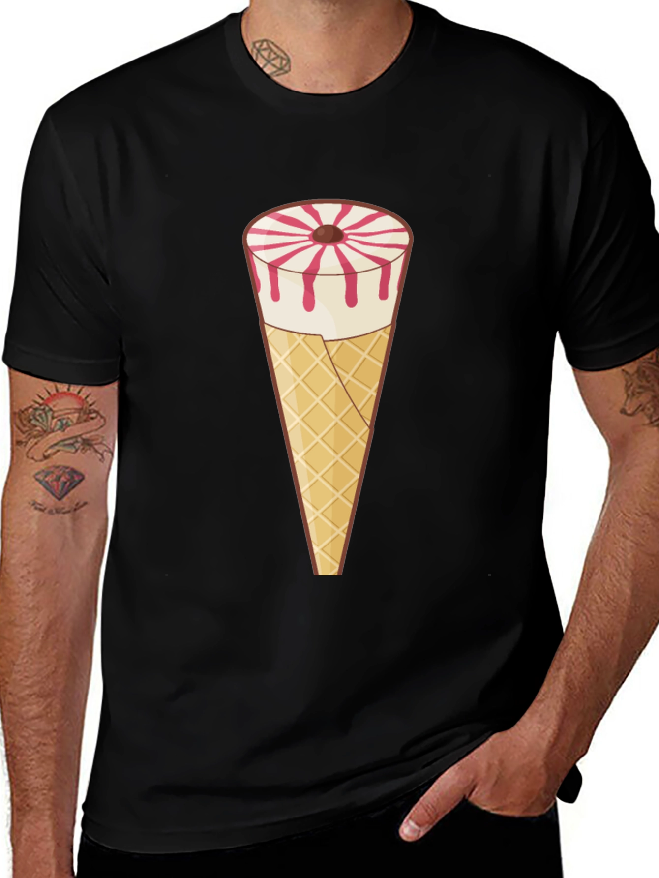 Variant 3 of Novelty Ice Cream Cone Graphic Tee - Black