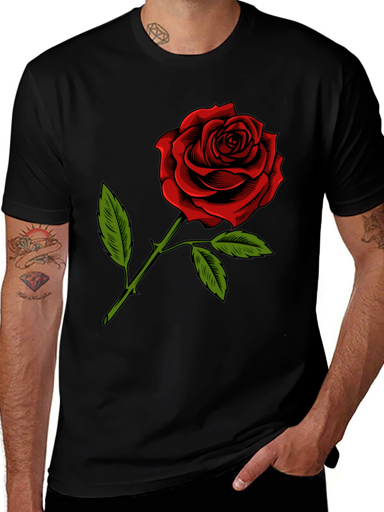Variant 16 of Red Rose Graphic T-Shirt - Classic Floral Design