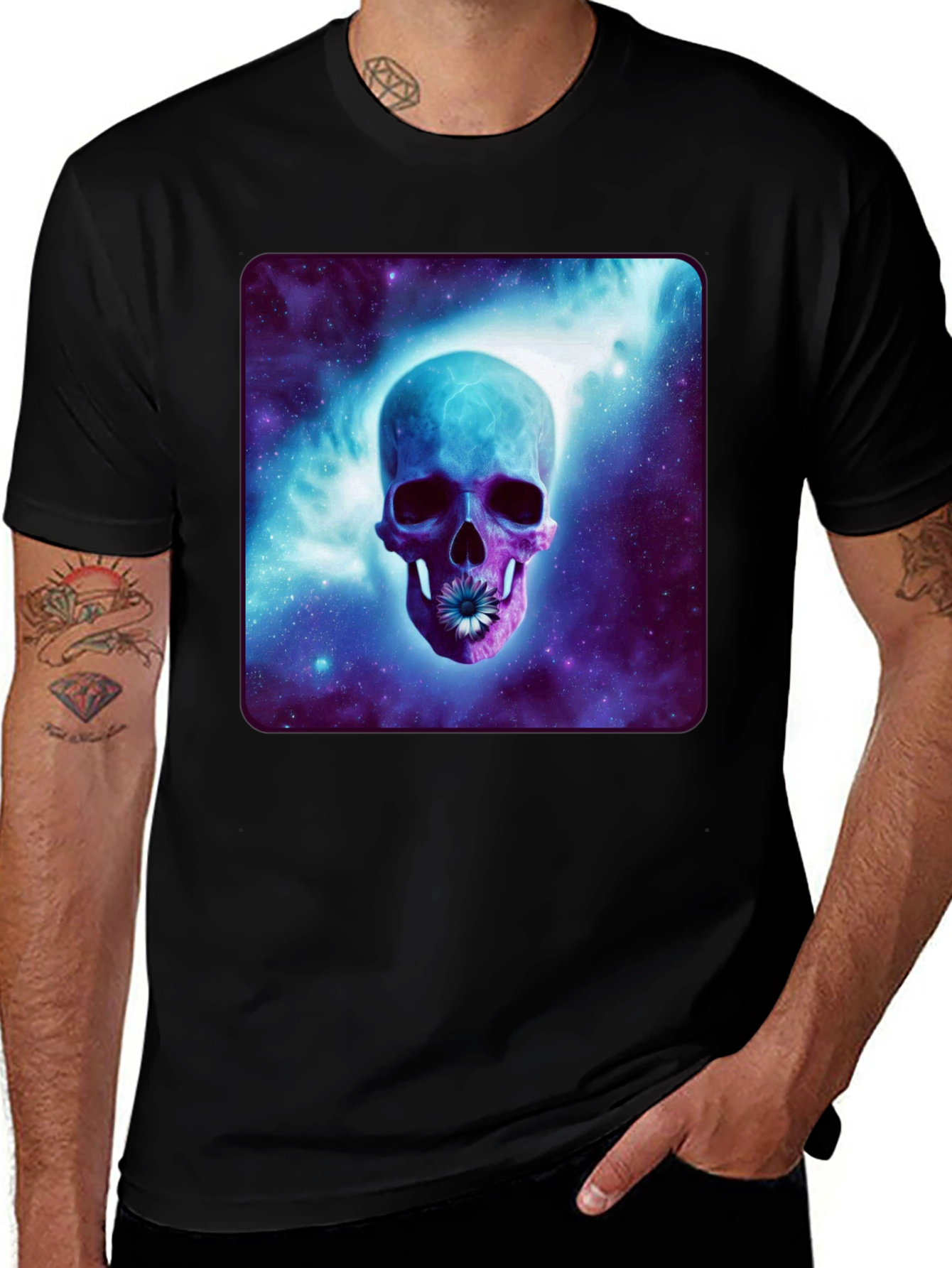 Variant 2 of Skull Galaxy T-Shirt - Cosmic Design