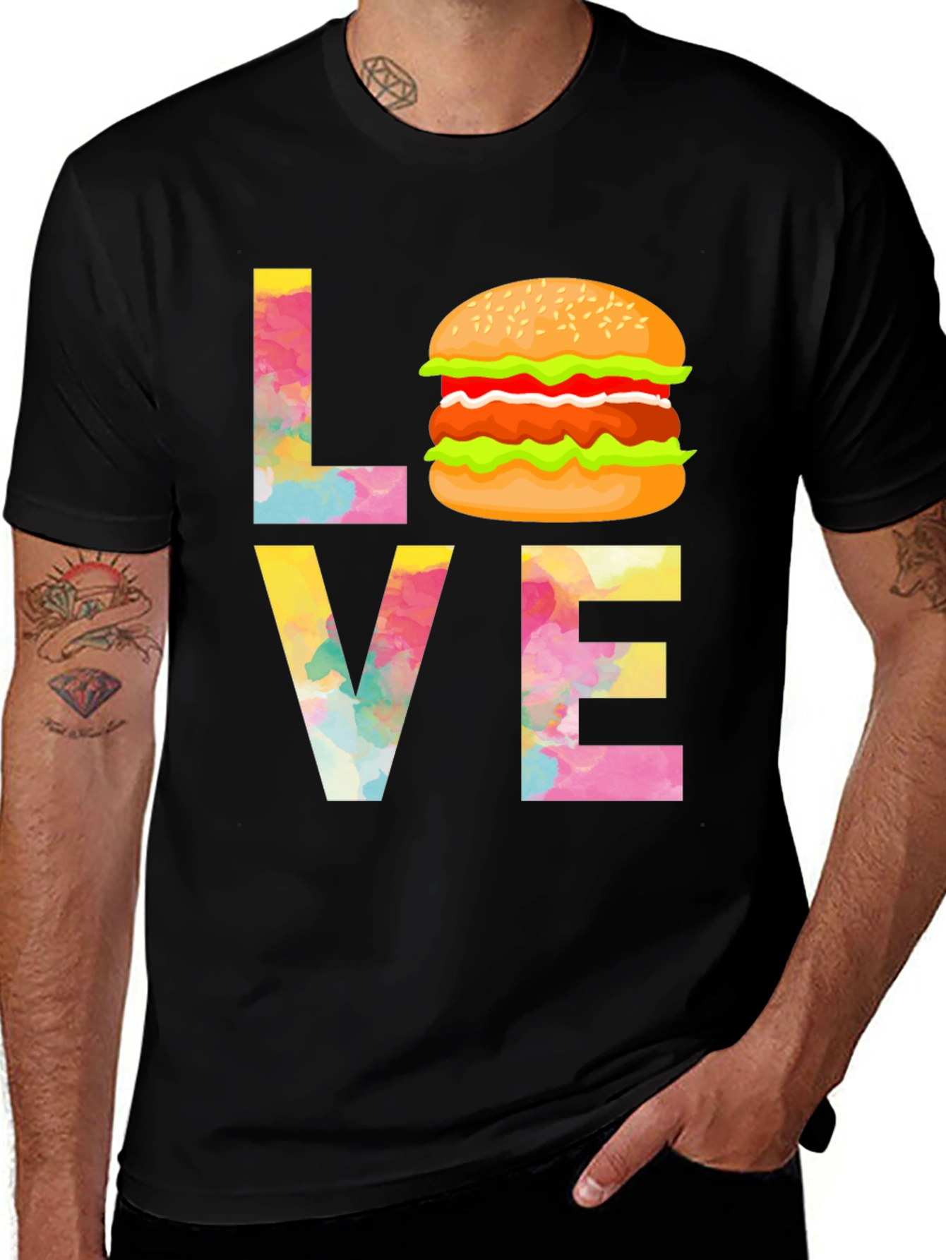 Variant 24 of Love Burger Graphic Tee - Unisex Black T-Shirt