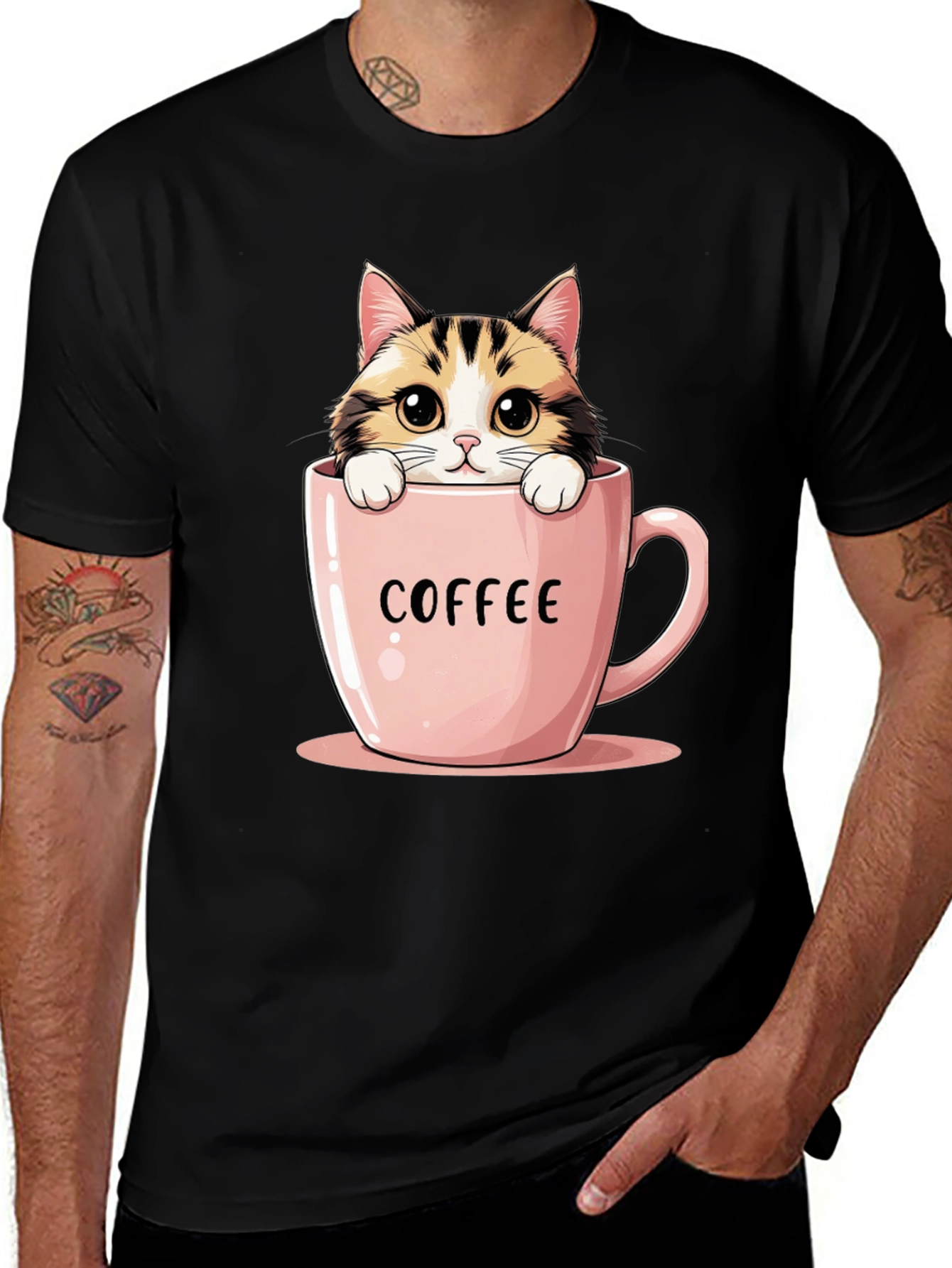 Variant 30 of Cute Cat in Coffee Cup Graphic Tee